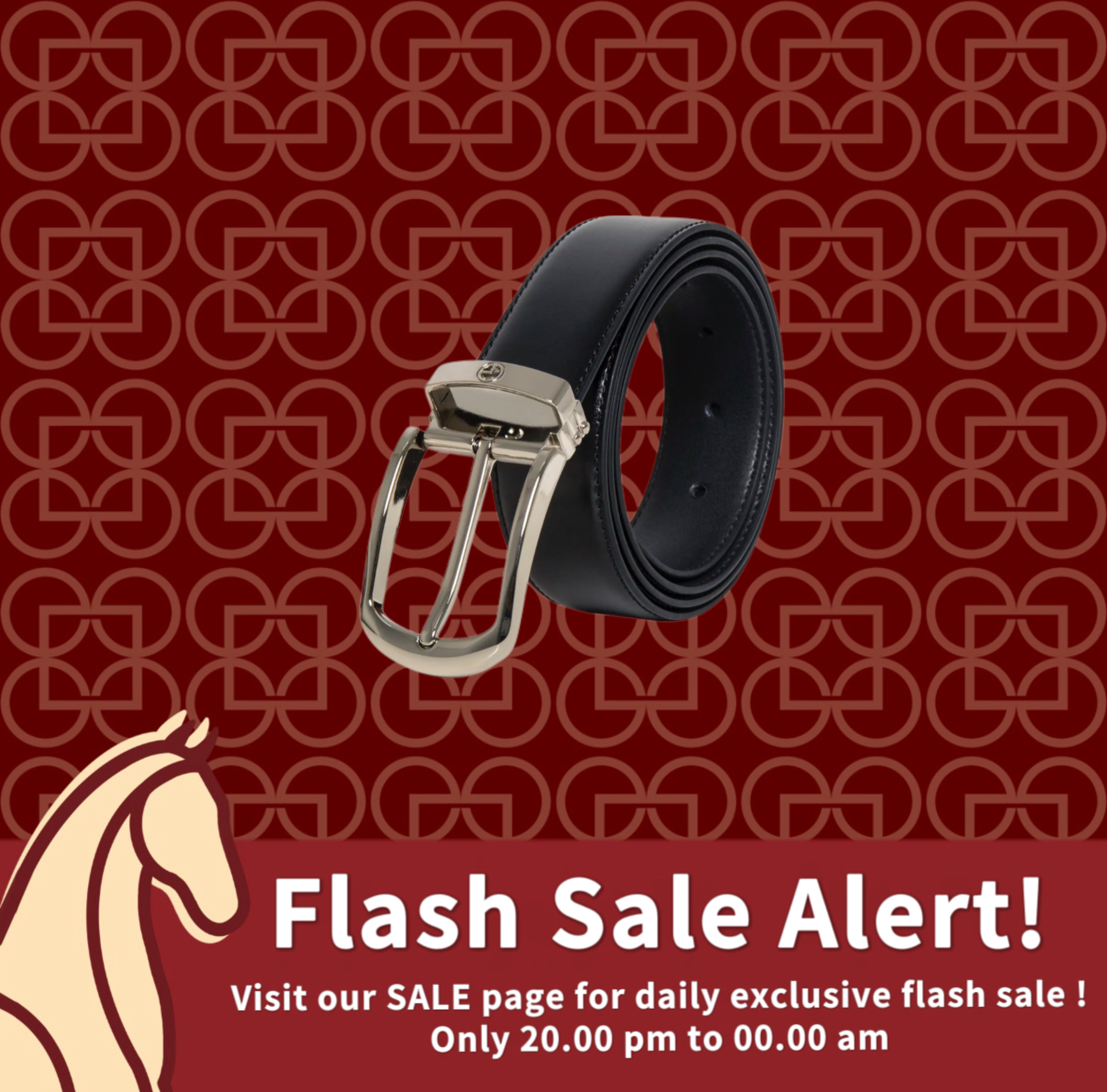 [Online Exclusive] Goldlion Genuine Leather Pin Belt (Black)