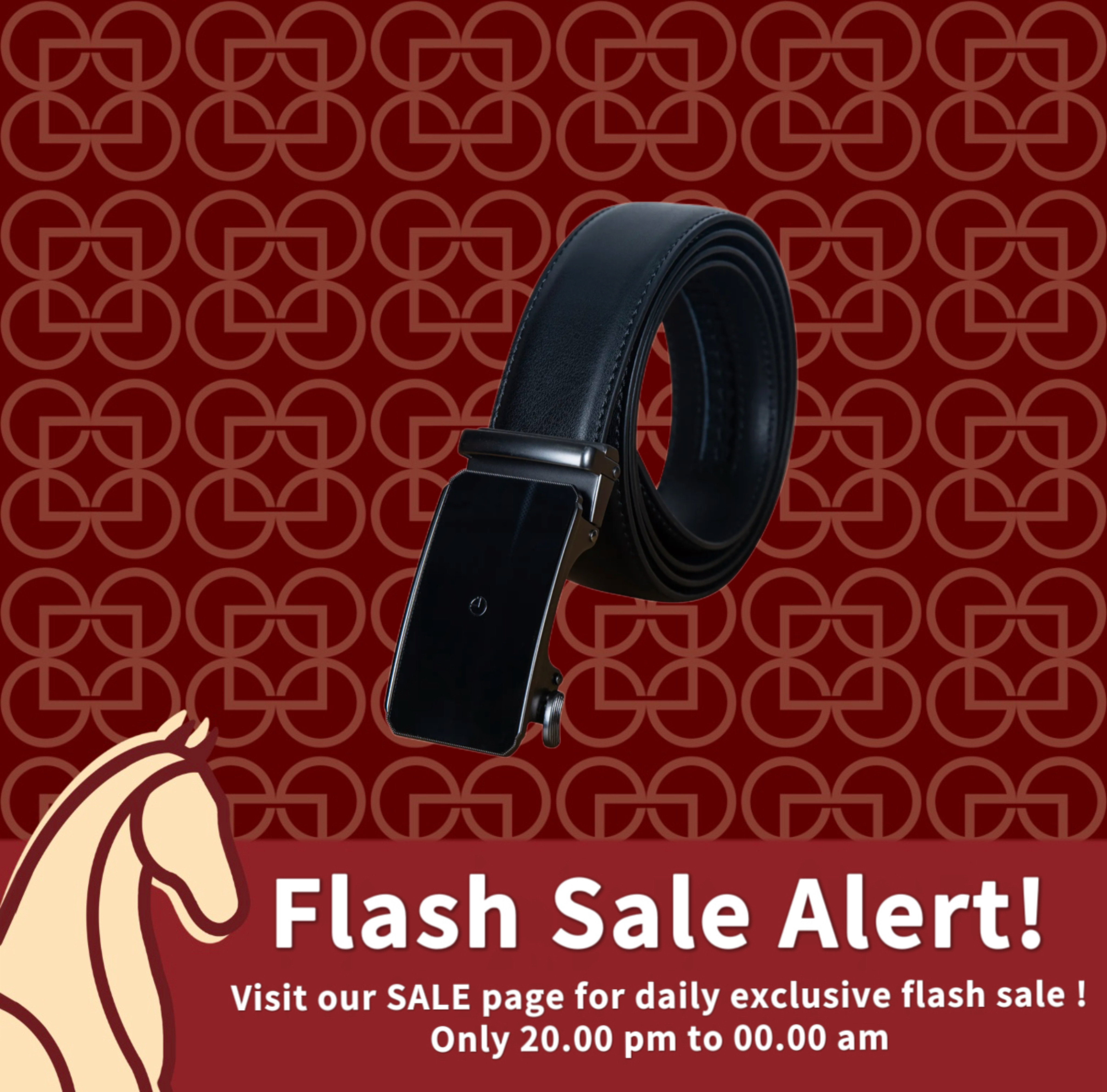 [Online Exclusive] Goldlion Genuine Leather Auto Lock Buckle Belt (Black)