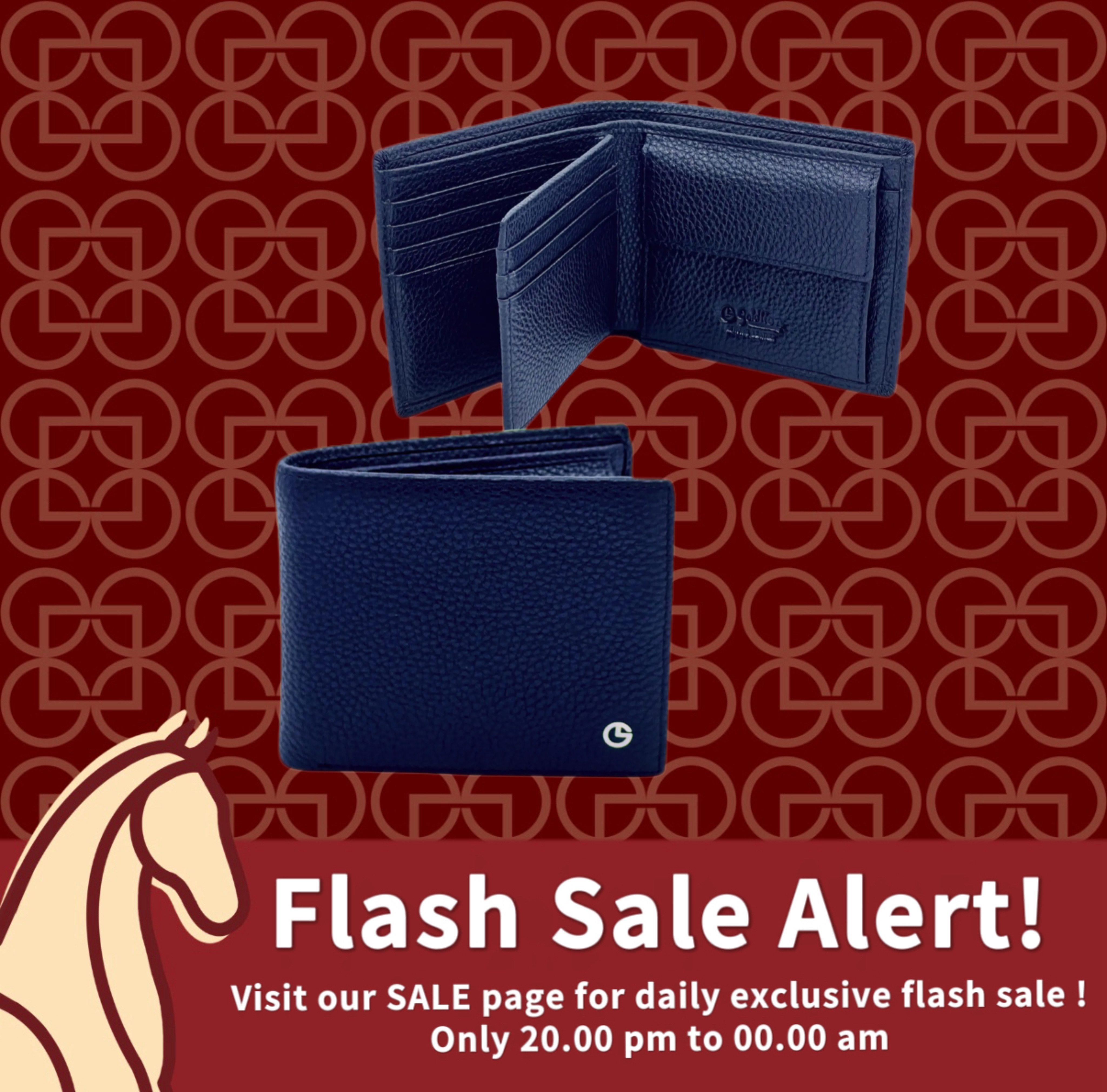 GOLDLION Men Lychee BLACK Leather Wallet (9 Cards Slot)