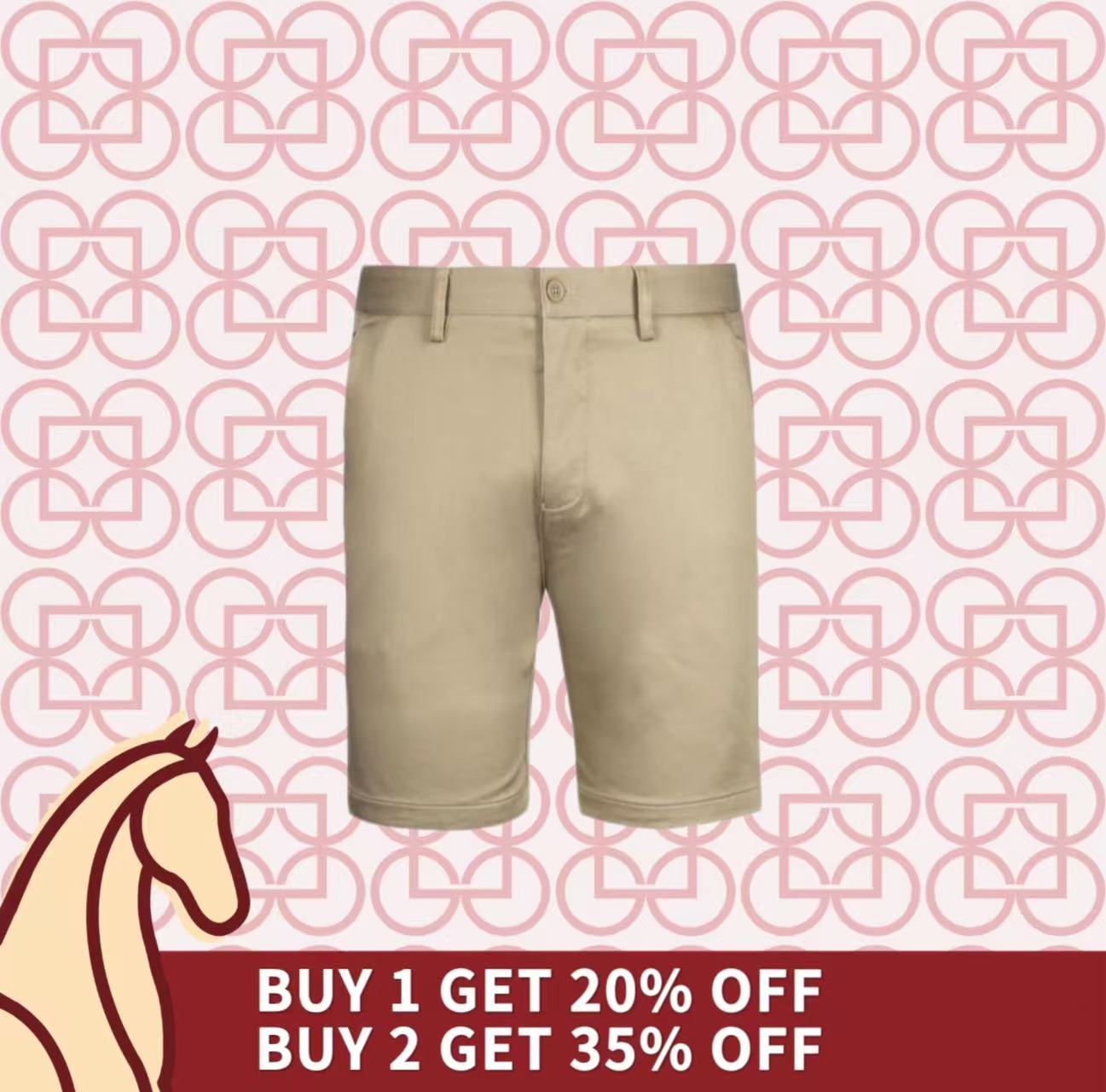 Goldlion Cotton Spandex Trim Fit Bermuda Shorts (Beige)