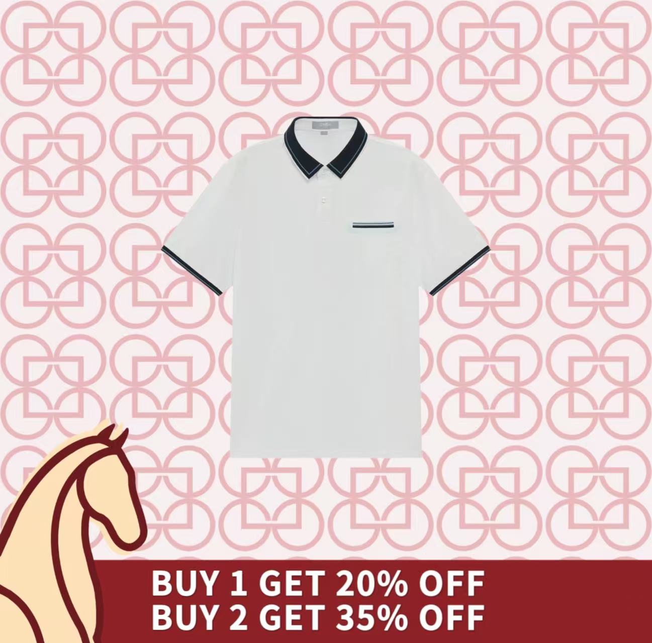 Goldlion Trim Fit Short-Sleeved Mercerized Cotton Silk Polo (White)