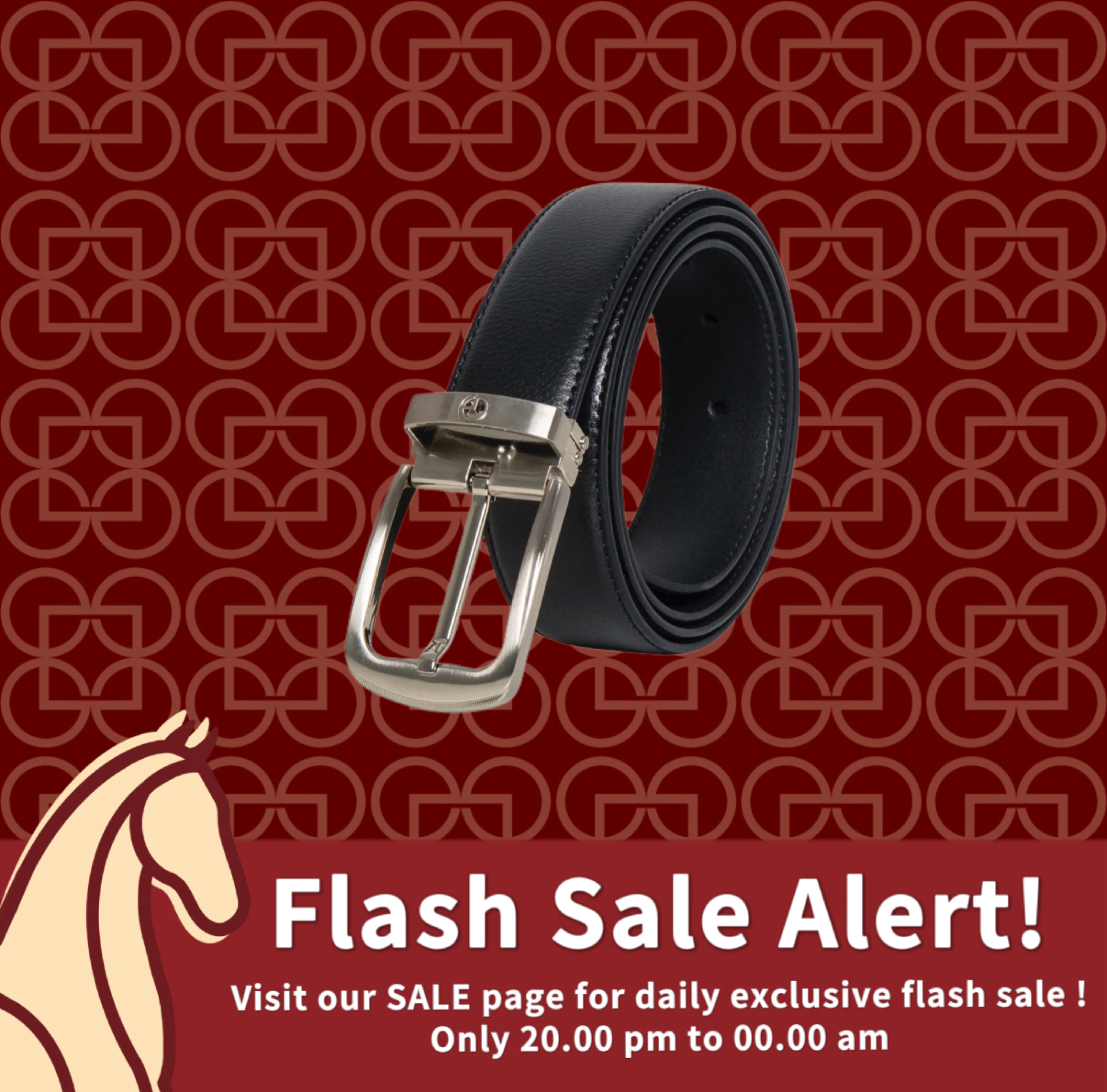 [Online Exclusive] Goldlion Genuine Leather Pin Belt (Black)
