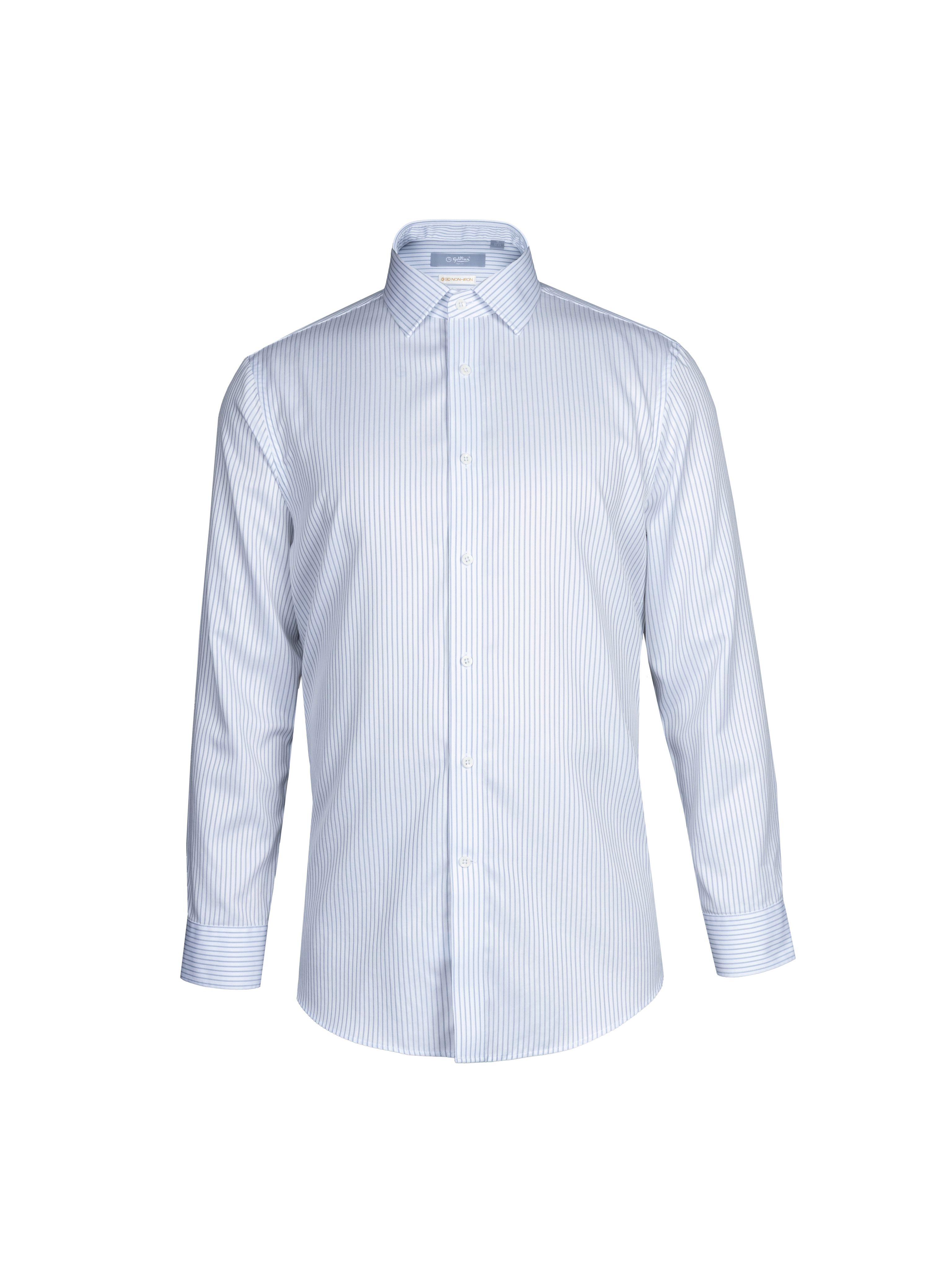 Goldlion Business Regular Fit 3D Wrinkle Free Long-Sleeved Shirt (White-Blue Stripe)