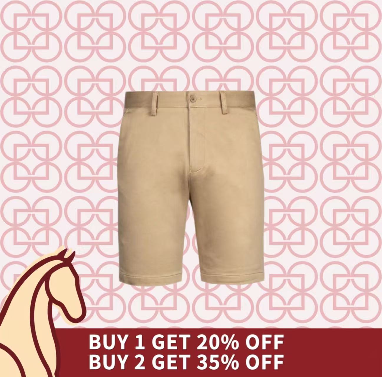 Goldlion Cotton Spandex Trim Fit Bermuda Shorts (Sand)