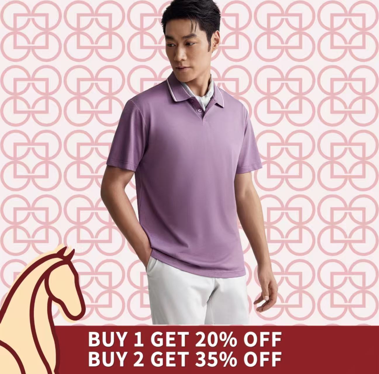 Goldlion Trim Fit Short-Sleeved Mercerized Cotton Polo (Purple)