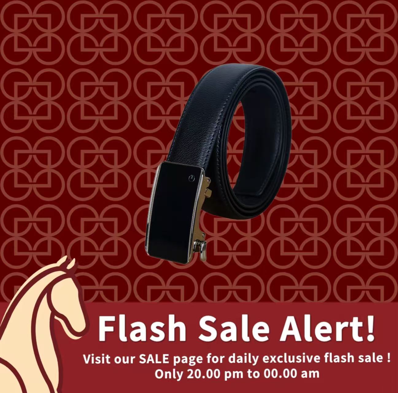 [Online Exclusive] Goldlion Genuine Leather Auto Lock Buckle Belt (Black)