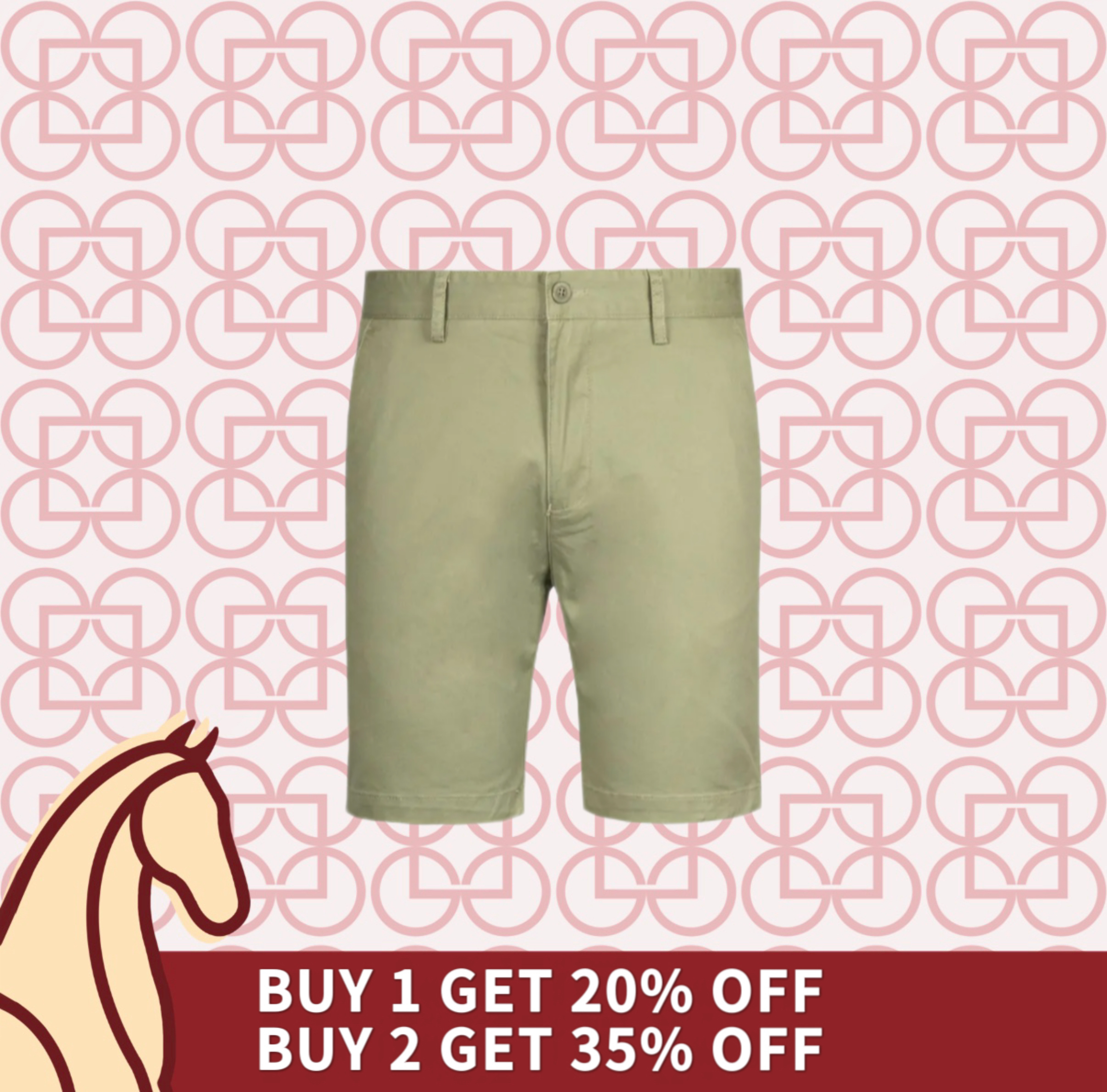 Goldlion Cotton Spandex Trim Fit Bermuda Shorts (Khaki)