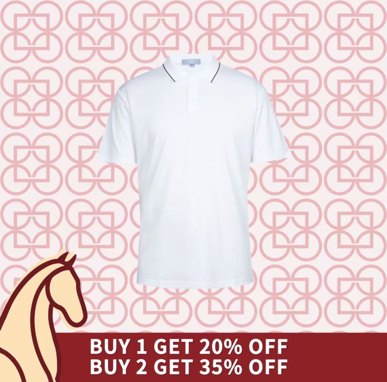 Goldlion Trim Fit Short-Sleeved Mercerized Cotton Polo (White)