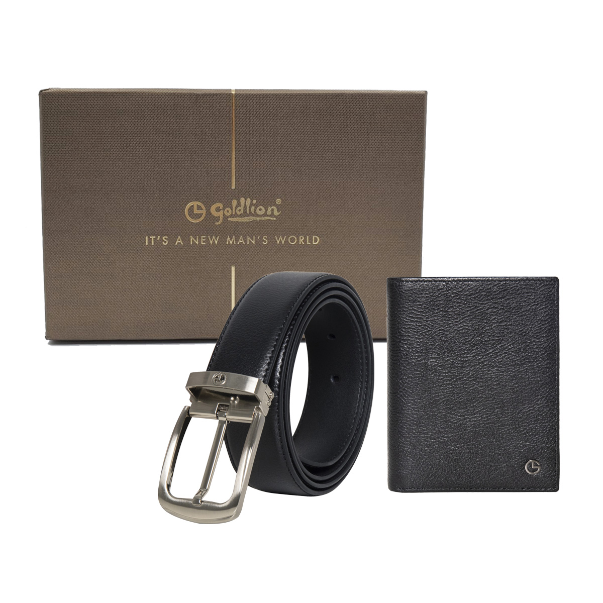 [Online Exclusive] Goldlion Genuine Leather Card Holder & Pin Belt Gift Set