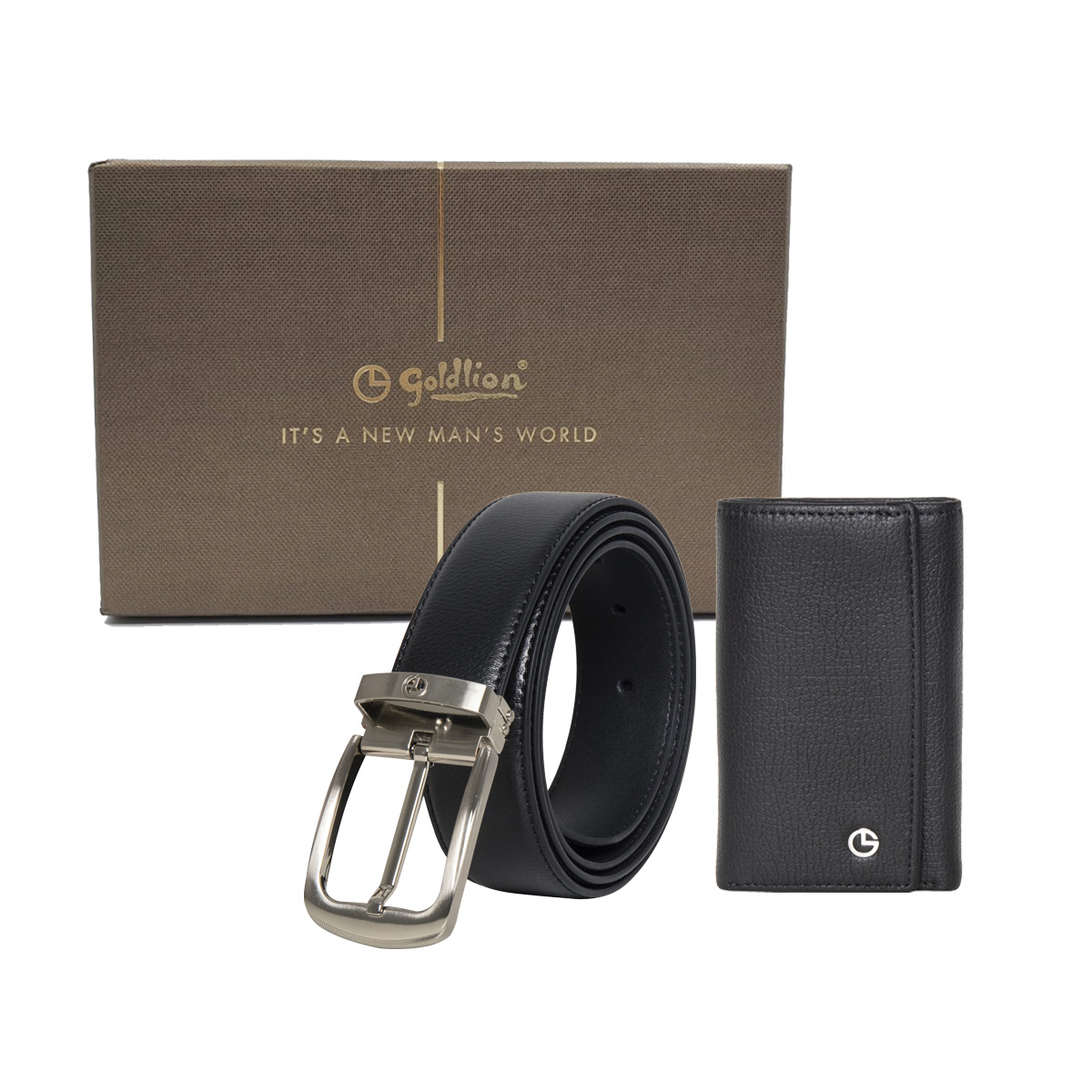 [Online Exclusive] Goldlion Genuine Leather Key Pouch & Pin Belt Gift Set