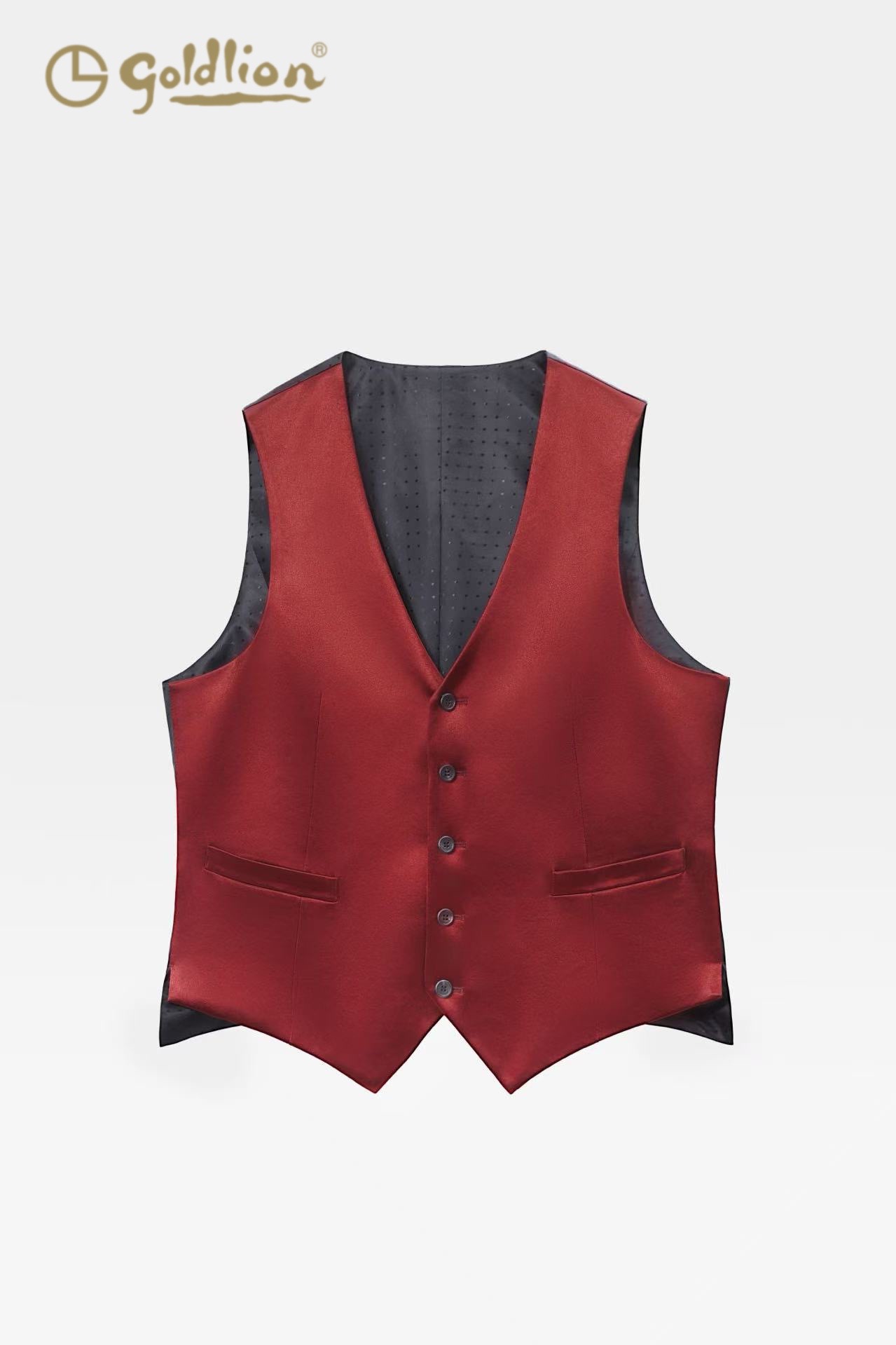 [Billiards Sports Series] Goldlion 2025 New Style Men's Suit Vest, Business Formal Outerwear Vest Red