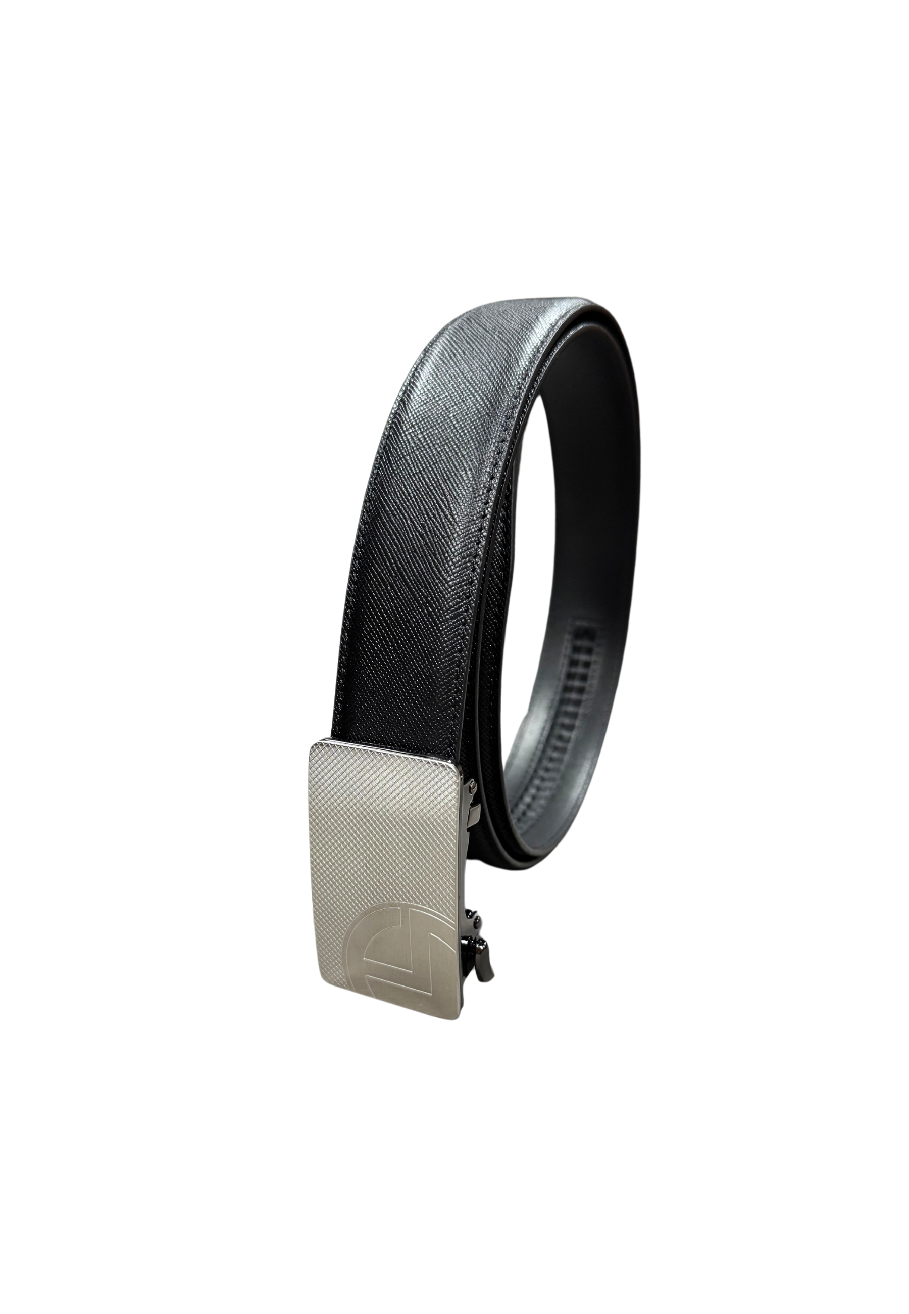 Goldlion Genuine Italian Leather Auto Lock Buckle Belt (Silver)