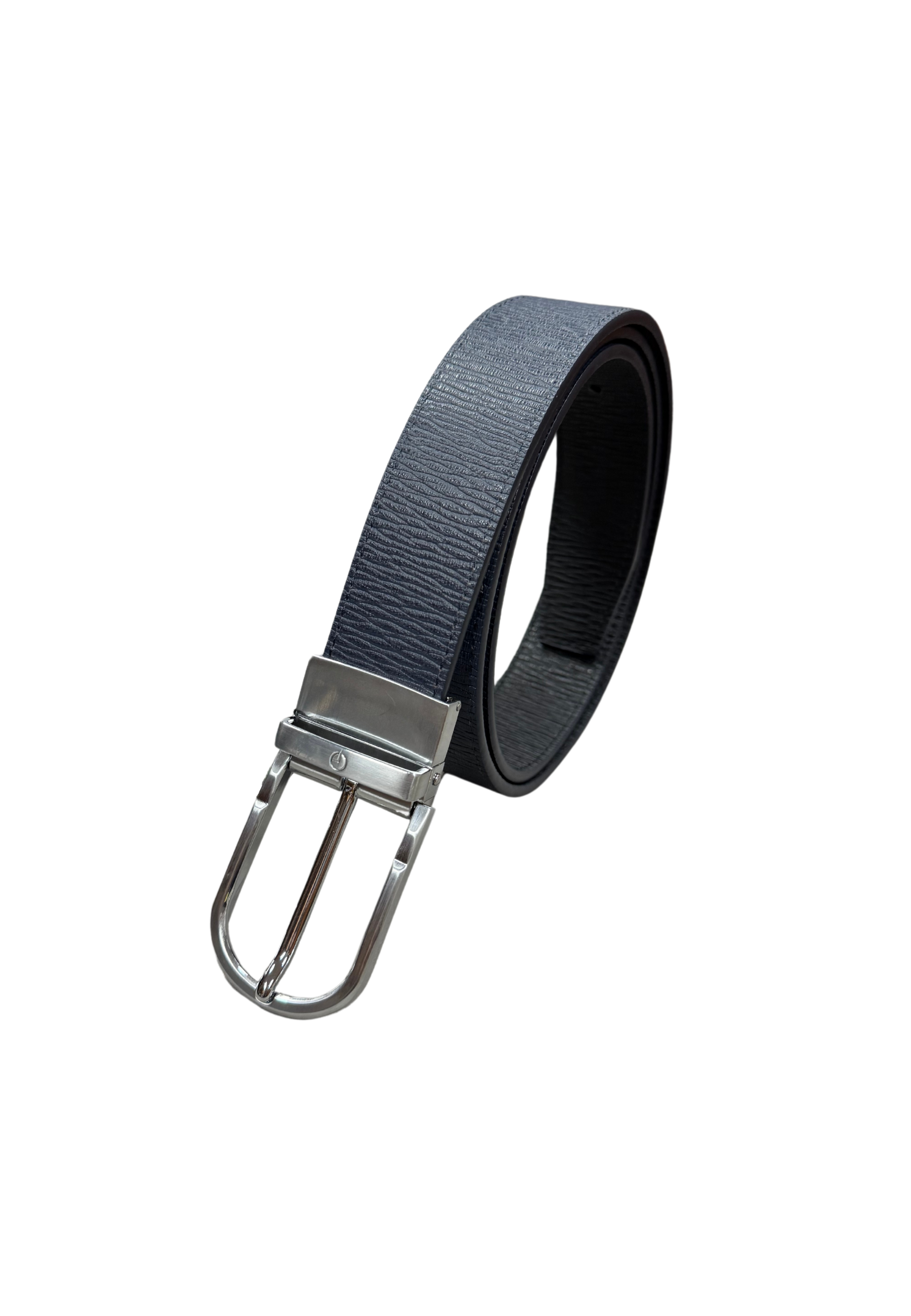 Goldlion Reversible Genuine Leather Pin Belt (Blue/Black)