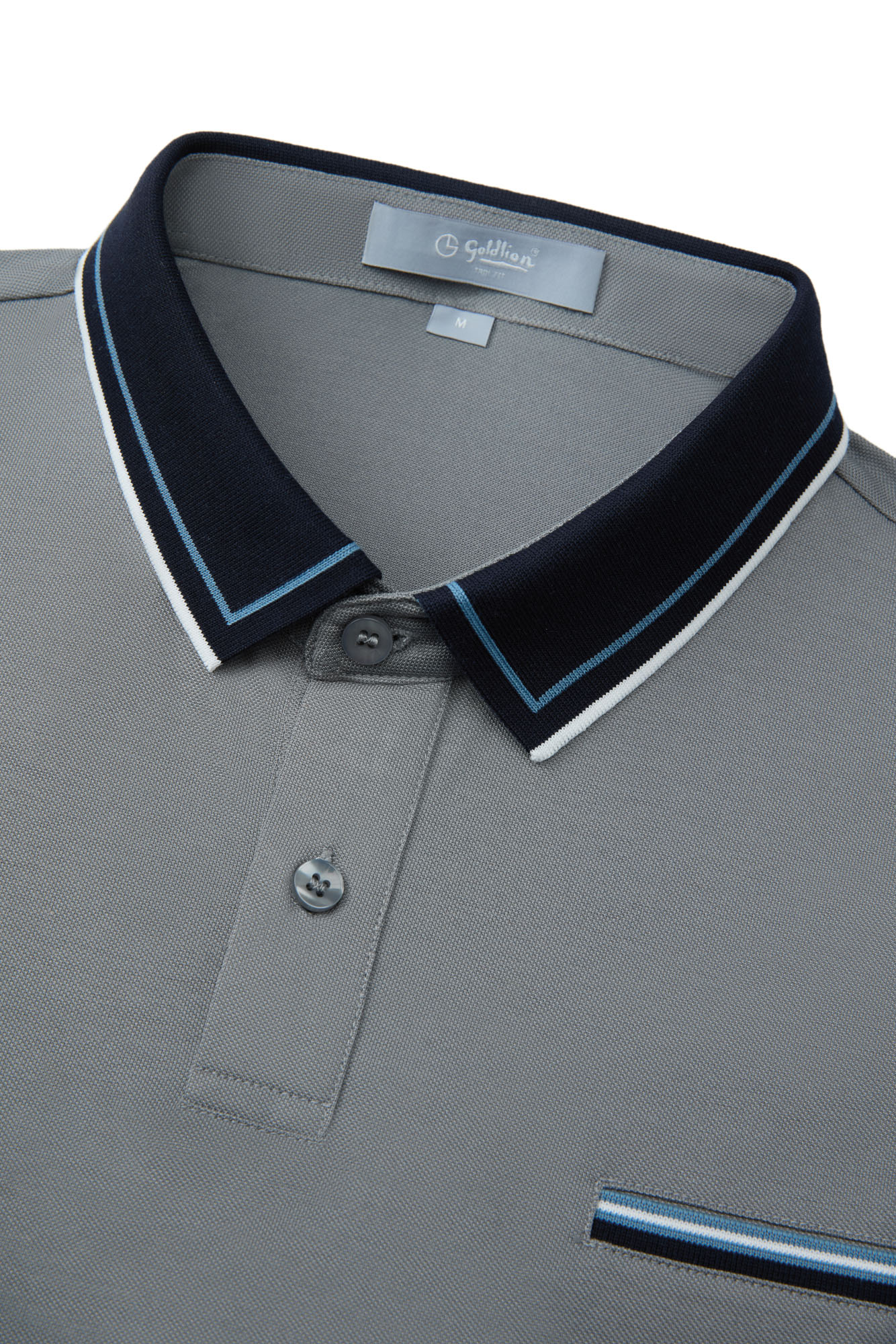 Goldlion Trim Fit Short-Sleeved Mercerized Cotton Silk Polo (Grey)