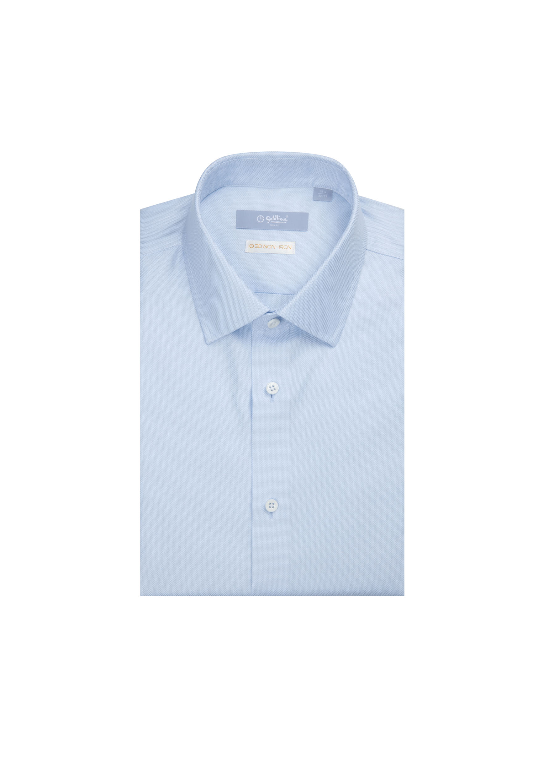 Goldlion Business Regular Fit 3D Silk Wrinkle Free Long-Sleeved Shirt (Blue)