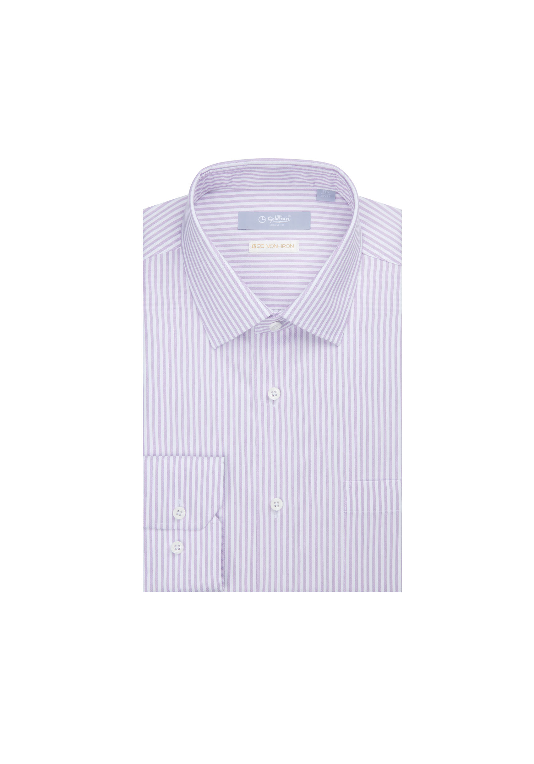 Goldlion Business Regular Fit 3D Silk Wrinkle Free Long-Sleeved Shirt (Purple/White)