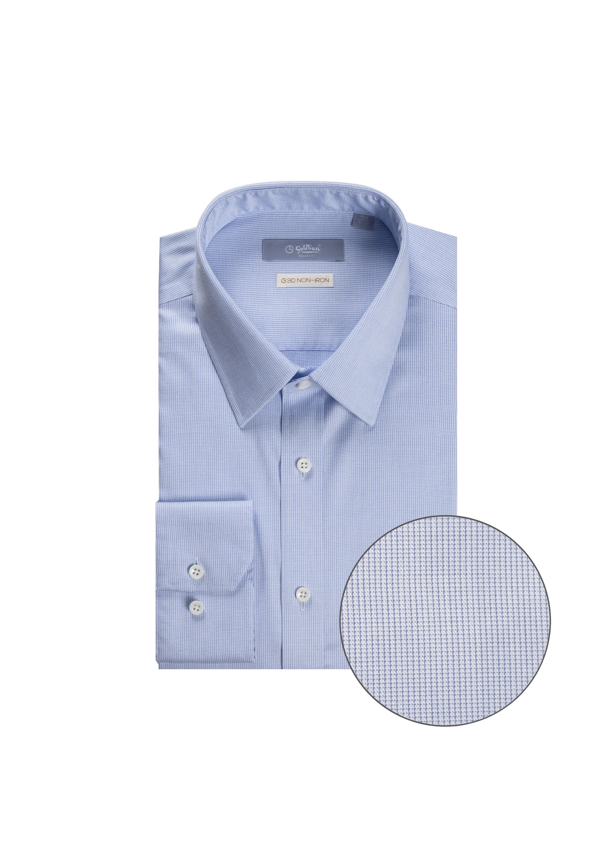 Goldlion Business Regular Fit 3D Wrinkle Free Long-Sleeved Shirt (Blue)