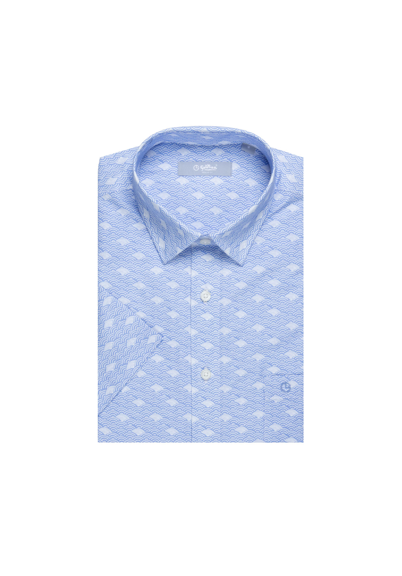 Goldlion Casual Regular Fit Wave Pattern Print Cotton Short-Sleeved Shirt