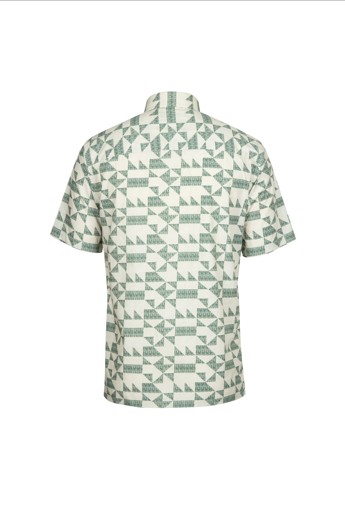 Goldlion Casual Regular Fit Geometric Print Cotton Short-Sleeved Shirt (Green)
