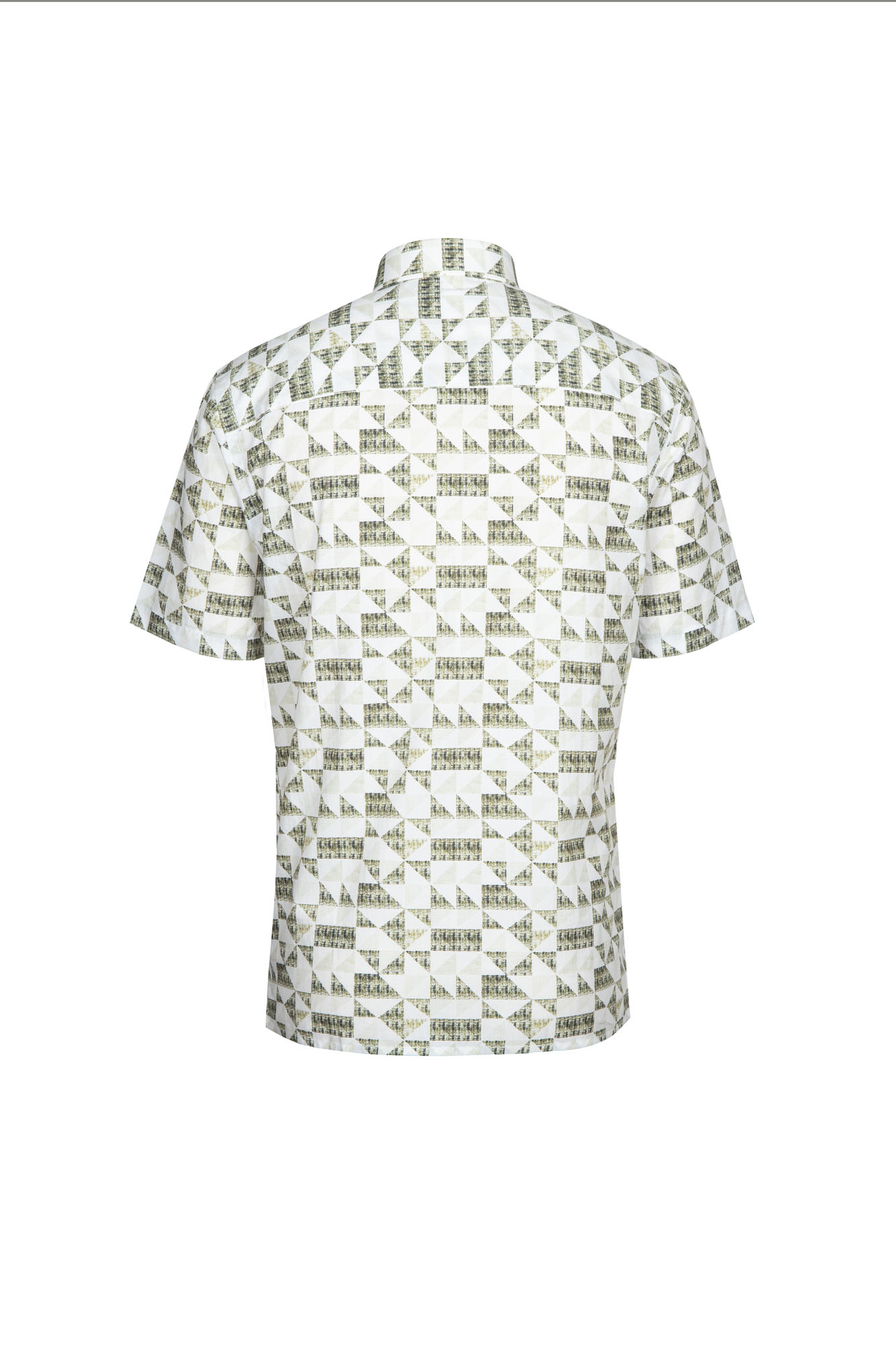 Goldlion Casual Regular Fit Geometric Print Cotton Short-Sleeved Shirt (Khaki)