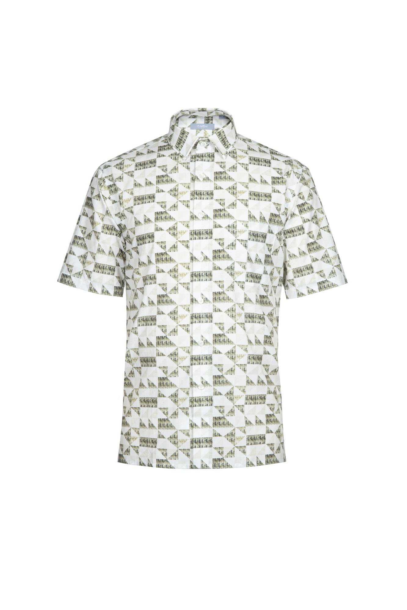 Goldlion Casual Regular Fit Geometric Print Cotton Short-Sleeved Shirt (Khaki)