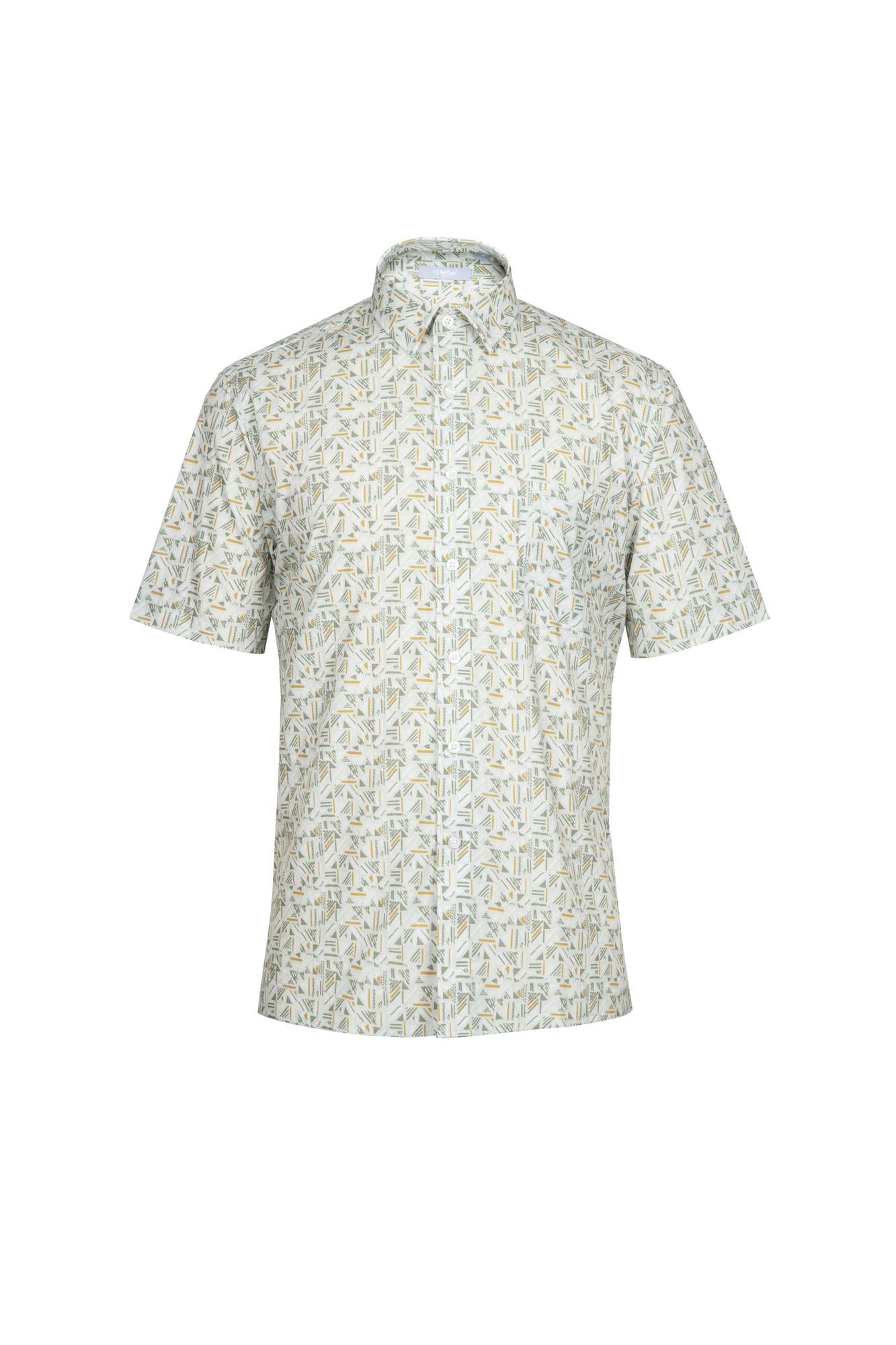 Goldlion Casual Regular Fit Pattern Print Cotton Short-Sleeved Shirt (Grey)