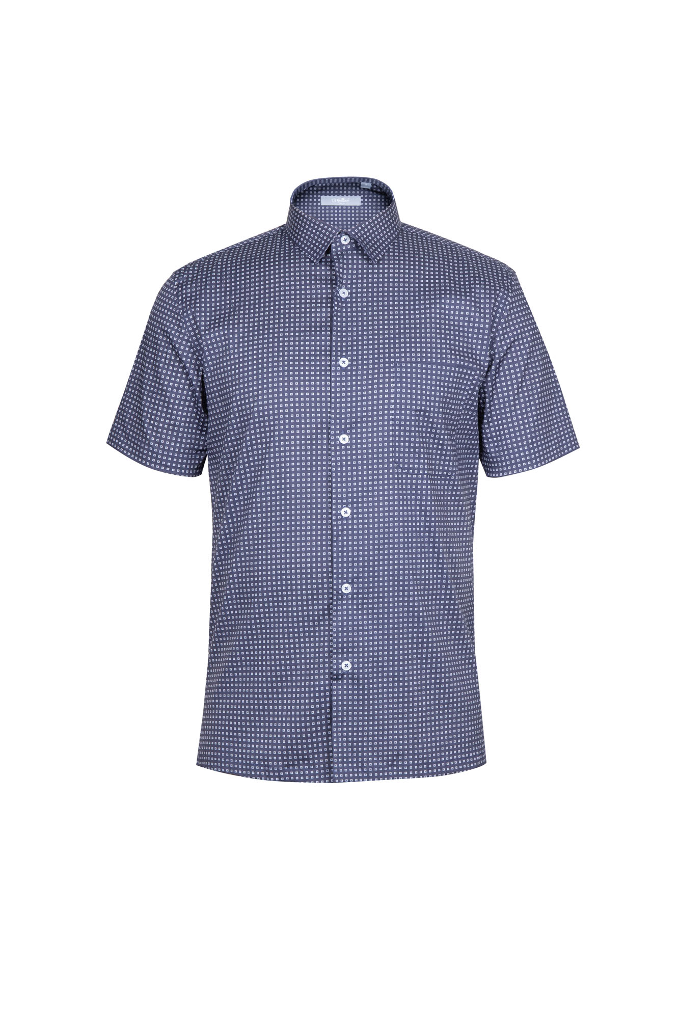 Goldlion Casual Trim Fit Cotton Blend Short-Sleeved Shirt (Indigo)