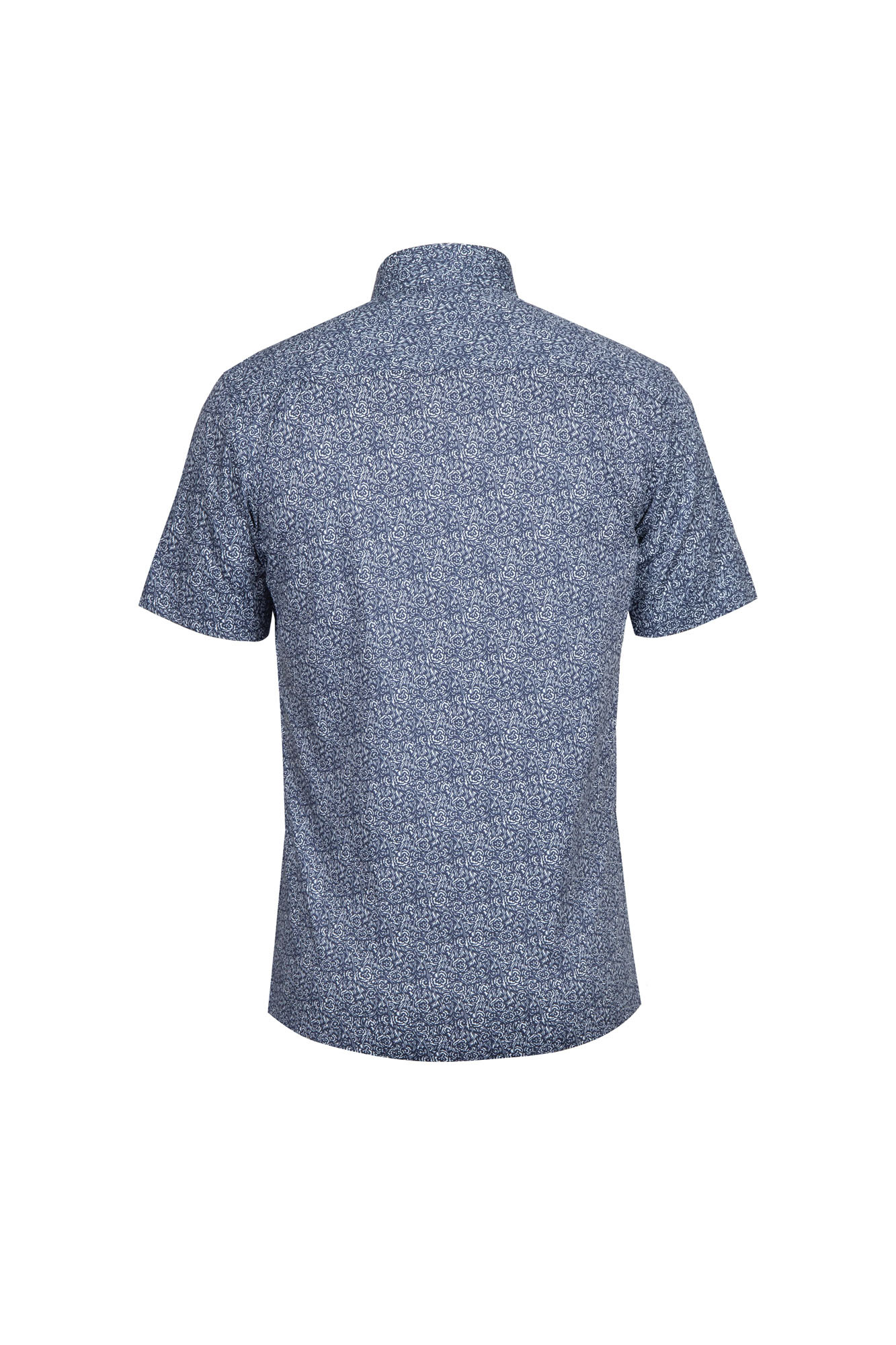 Goldlion Casual Trim Fit Cotton Blend Short-Sleeved Shirt (Navy)