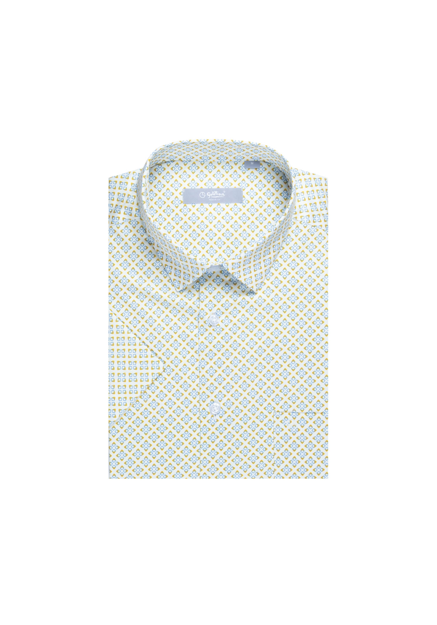 Goldlion Casual Regular Fit Pattern Print Cotton Short-Sleeved Shirt (Yellow)