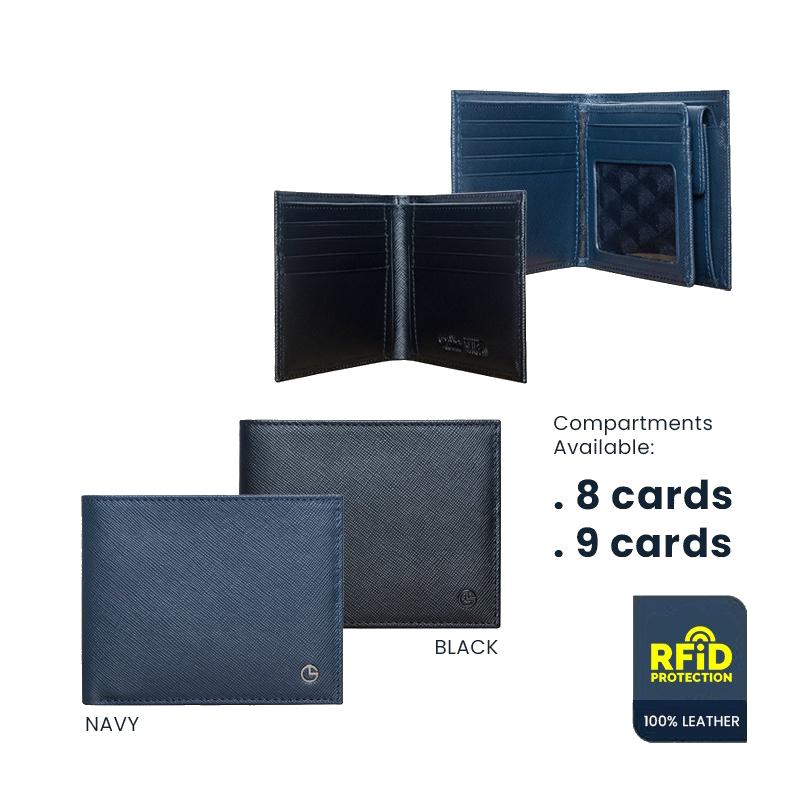 [Online Exclusive] Goldlion Genuine Leather RFID Wallet (9 Cards Slot, Navy Colour) 