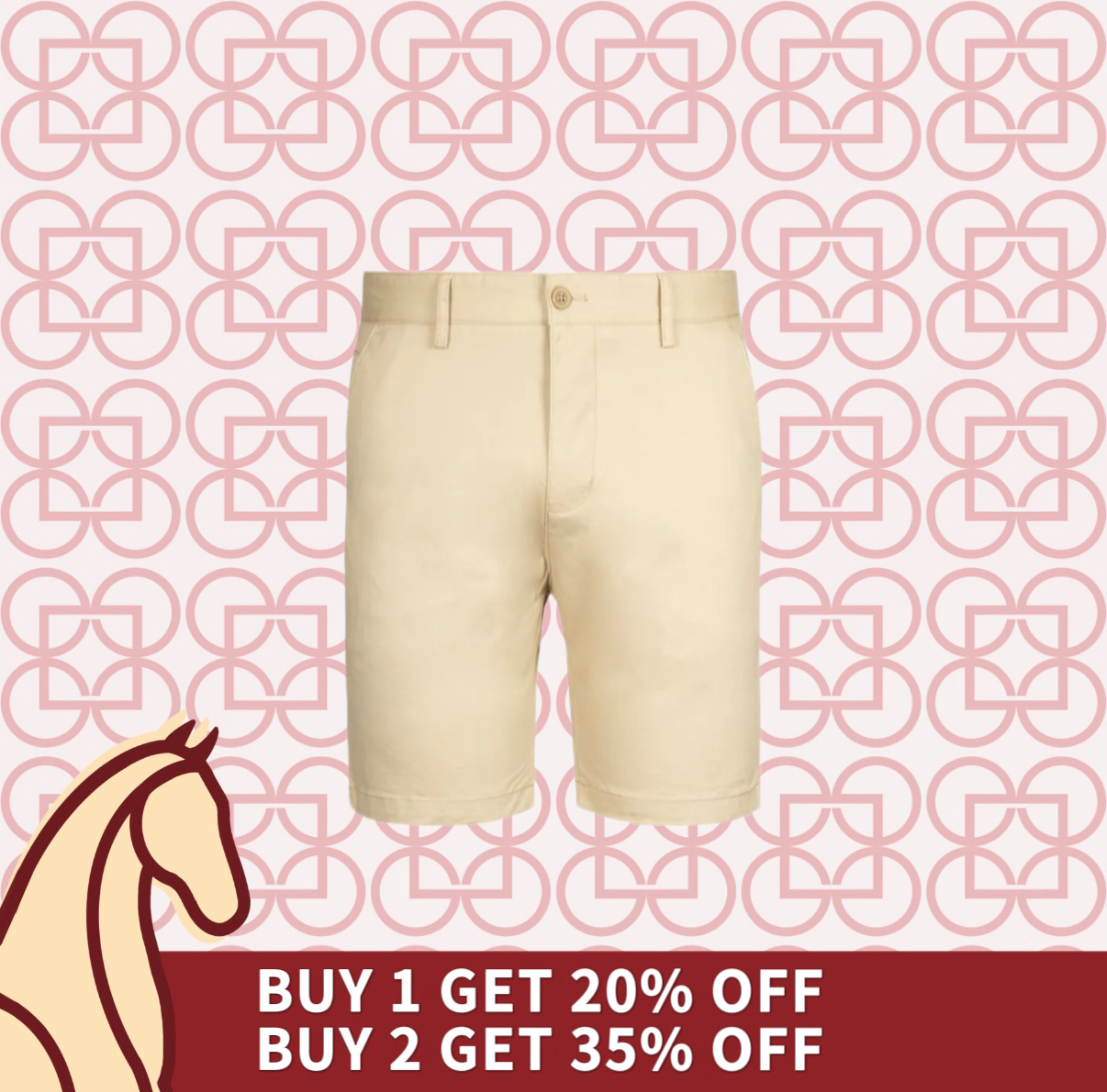 Goldlion Cotton Spandex Trim Fit Bermuda Shorts (Hazelnut)