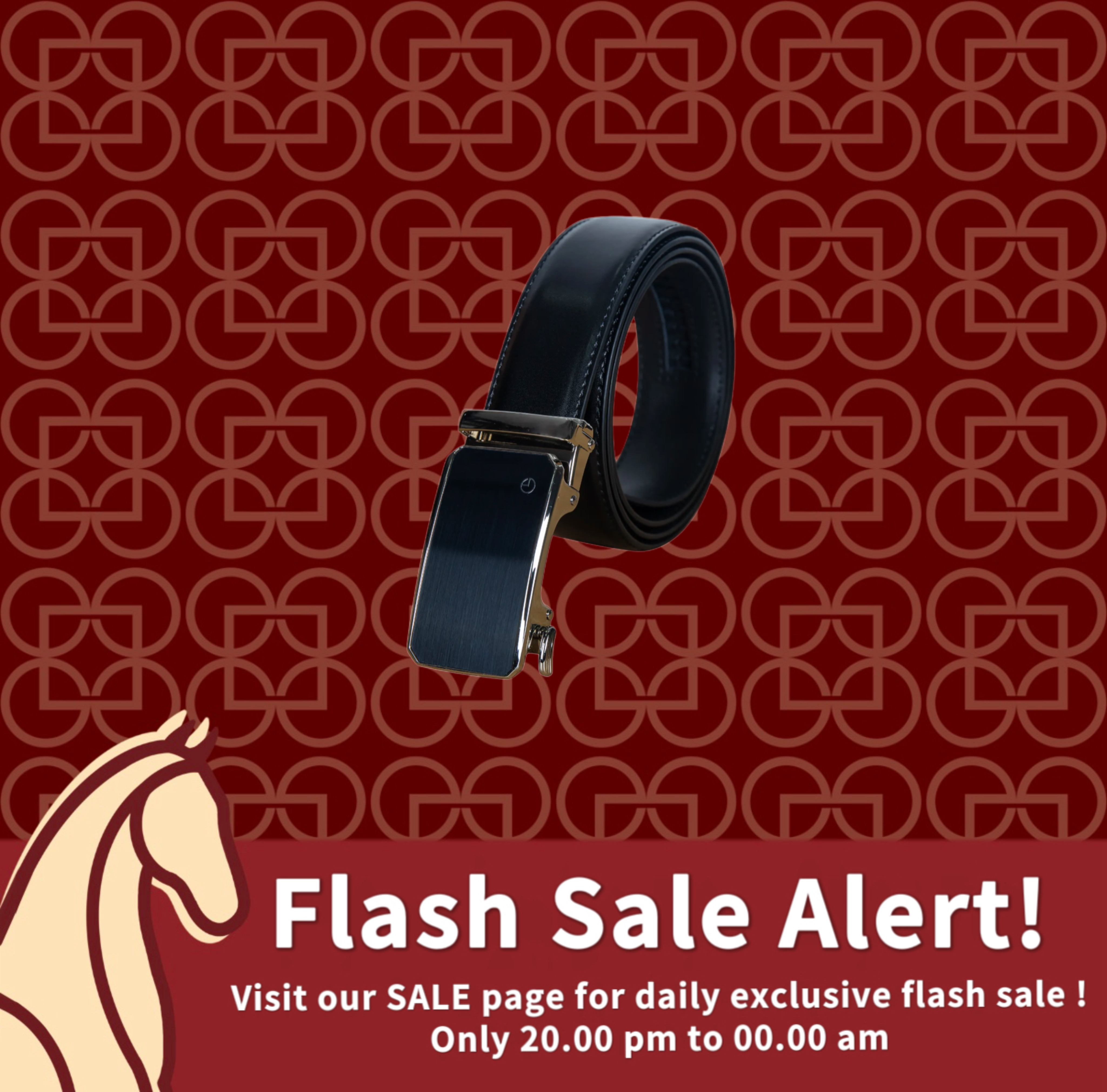 [Online Exclusive] Goldlion Genuine Leather Auto Lock Buckle Belt (Black)