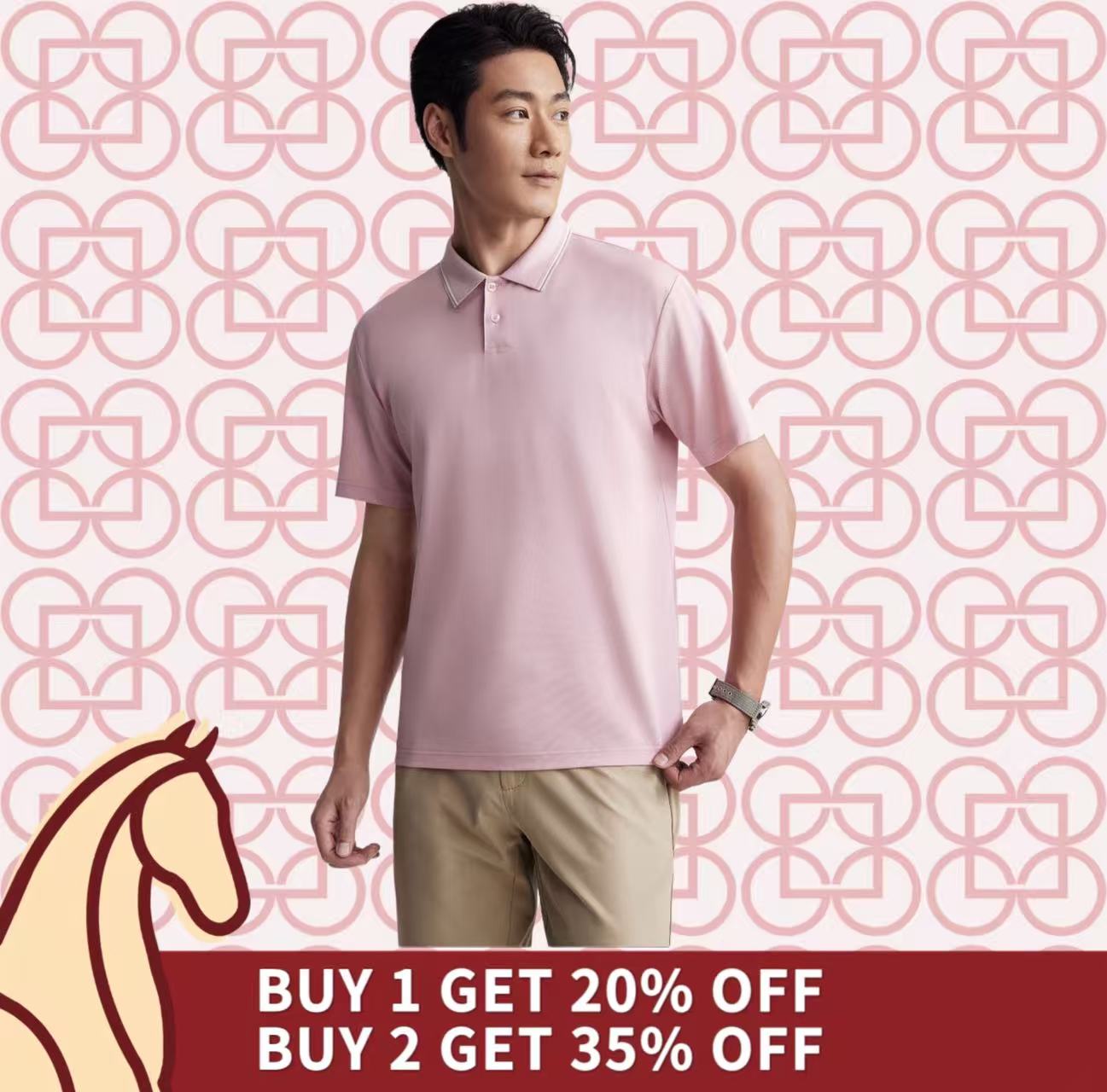 Goldlion Trim Fit Short-Sleeved Mercerized Cotton Polo (Pink)
