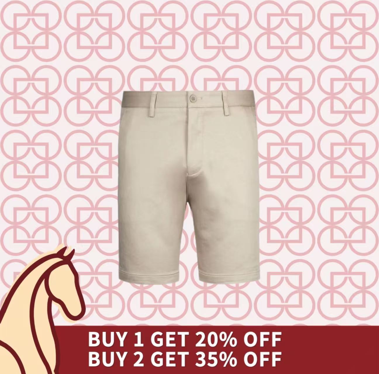 Goldlion Cotton Spandex Trim Fit Bermuda Shorts (Cream)