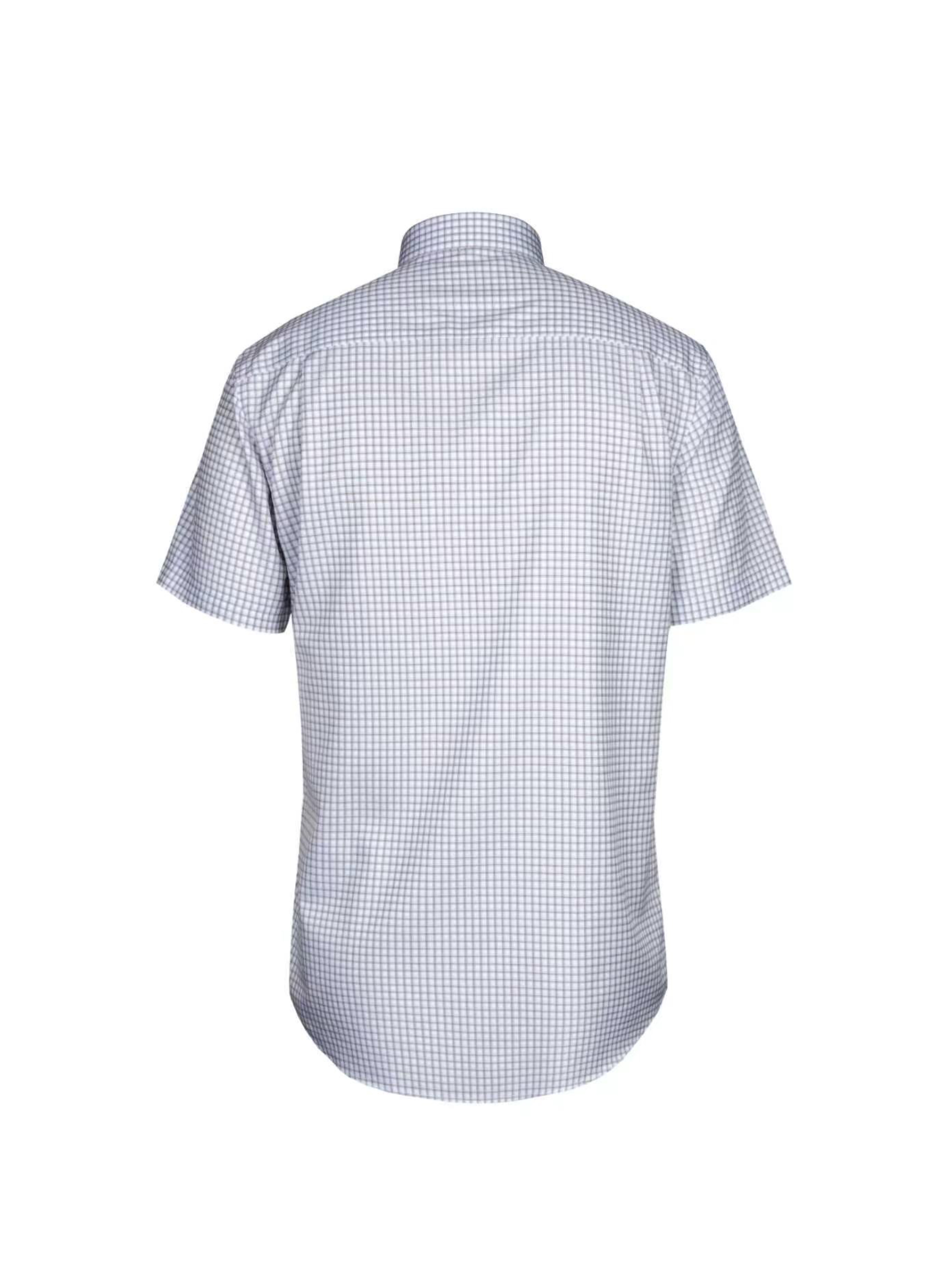 Goldlion Business Regular Fit 3D Wrinkle Free Short-Sleeved Shirt (Blue Plaid Pattern)