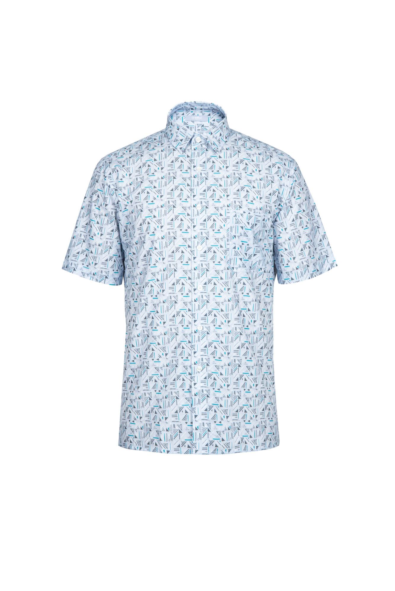 Goldlion Casual Regular Fit Pattern Print Cotton Short-Sleeved Shirt (Blue)