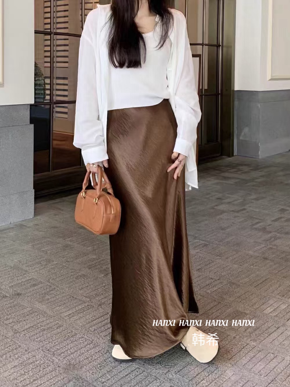GZ May Stream #14: (PO) 9009 Maxi Satin Skirt (S: UW32-35cm H50cm L100cm, M: UW34-37cm H52cm L100cm, L: UW36-39cm H54cm L100cm,  XL: UW38-41cm H56cm L100cm)