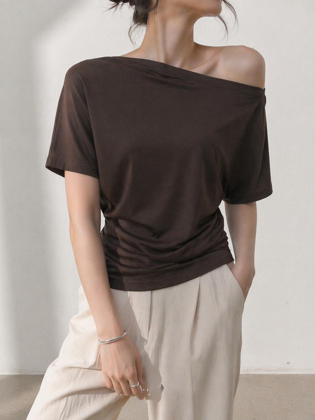 269 Othelia Side Ruched Off Shoulder Cotton Top (B 50-60cm; L 50/55cm)