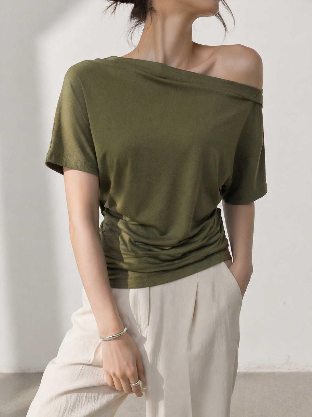 269 Othelia Side Ruched Off Shoulder Cotton Top (B 50-60cm; L 50/55cm)