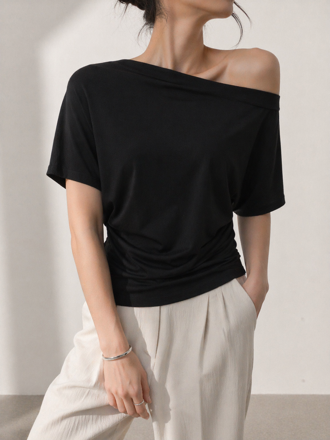 269 Othelia Side Ruched Off Shoulder Cotton Top (B 50-60cm; L 50/55cm)