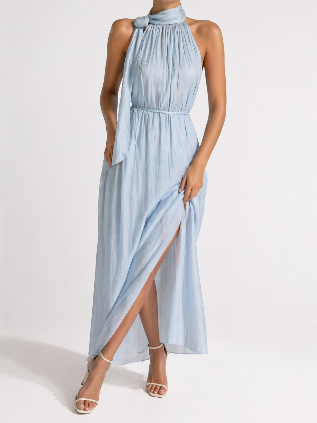 2209 Heidy Side Tie Halter Neck Dress (B 49cm; H 68cm; L 124cm)