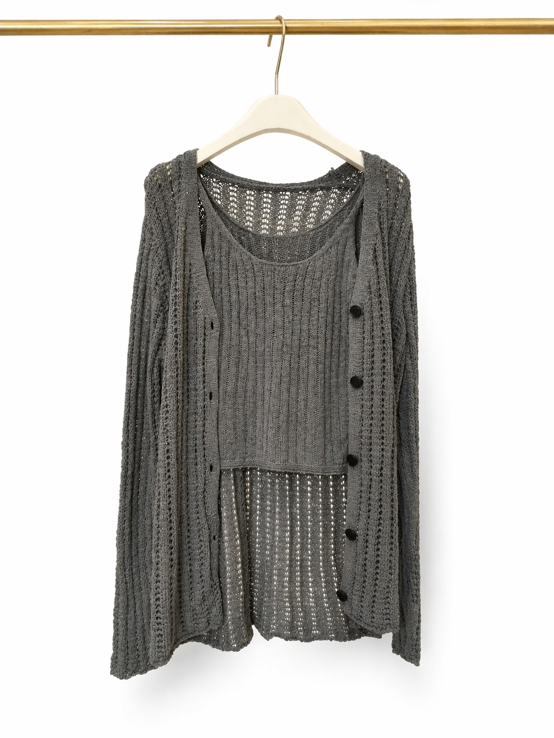 152A Cecilina Crochet  Cardigan & Tank Top Set (Cardigan: B 45-55cm; L 62cm, Tank Top: B 36-52cm; L 43cm)