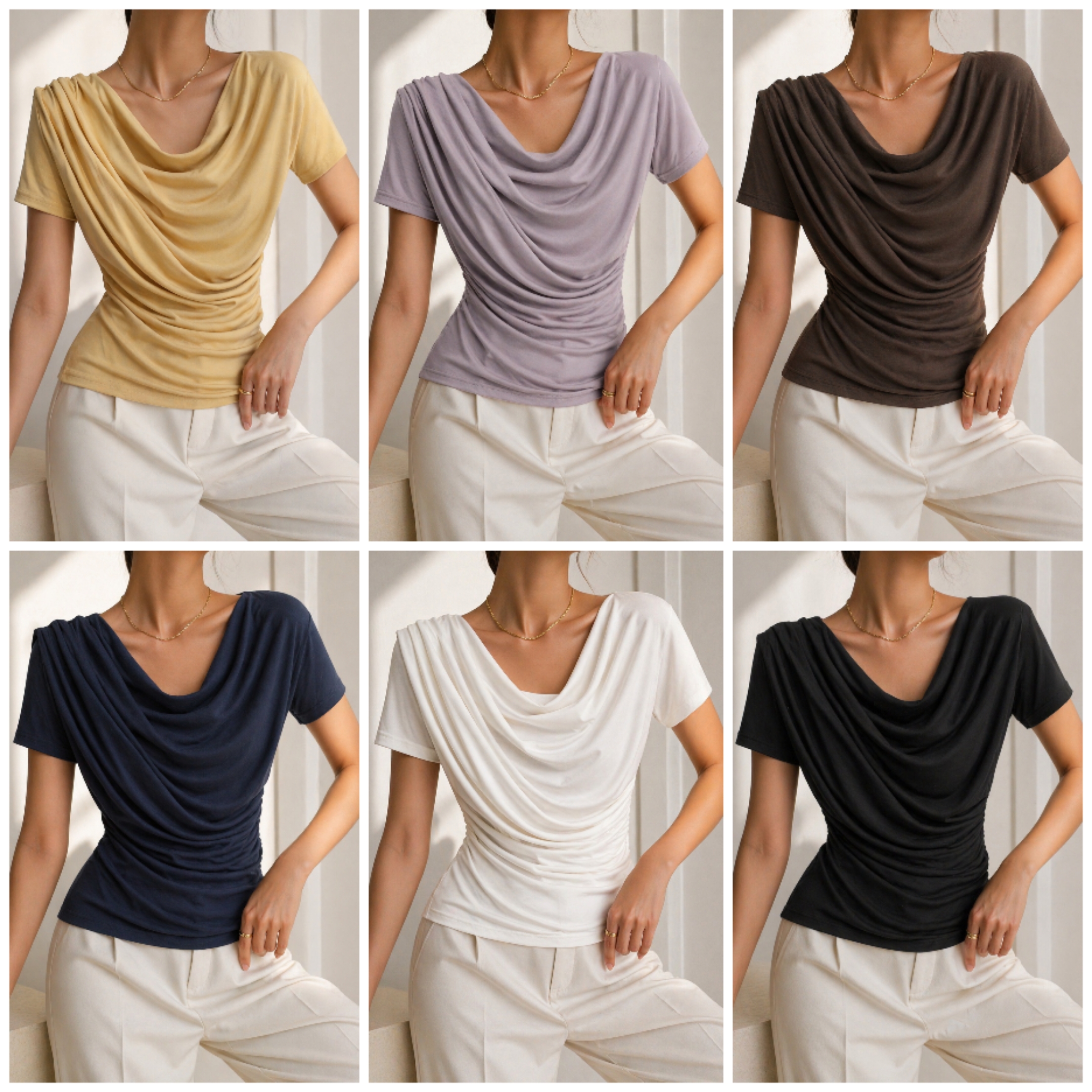 289 Christele Cowl Neck Cotton Top (B 38-52cm; L 52cm)