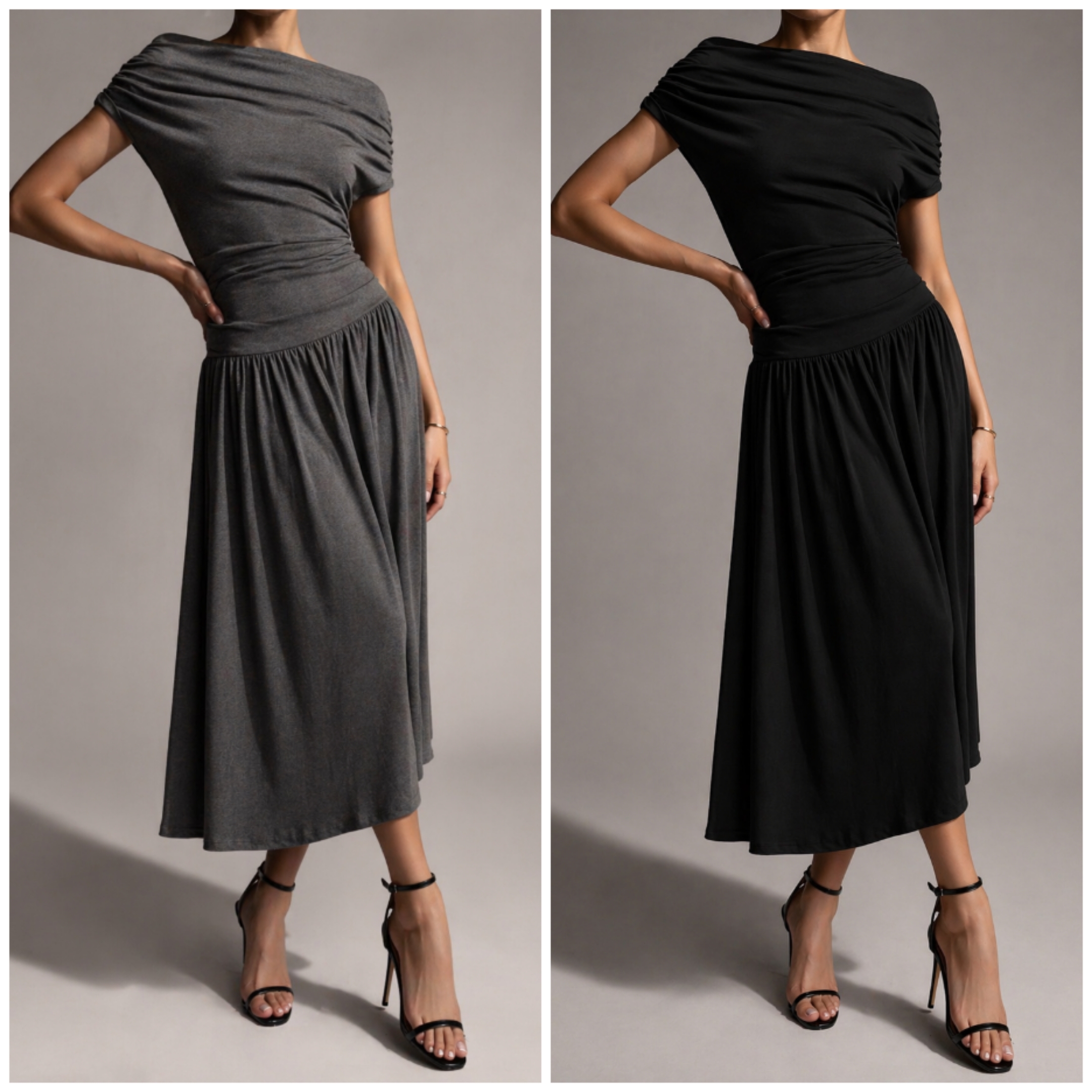 2348 Natalia Flared Cowl Neck Cotton Dress (B 40-54cm; H FS; L 125cm)