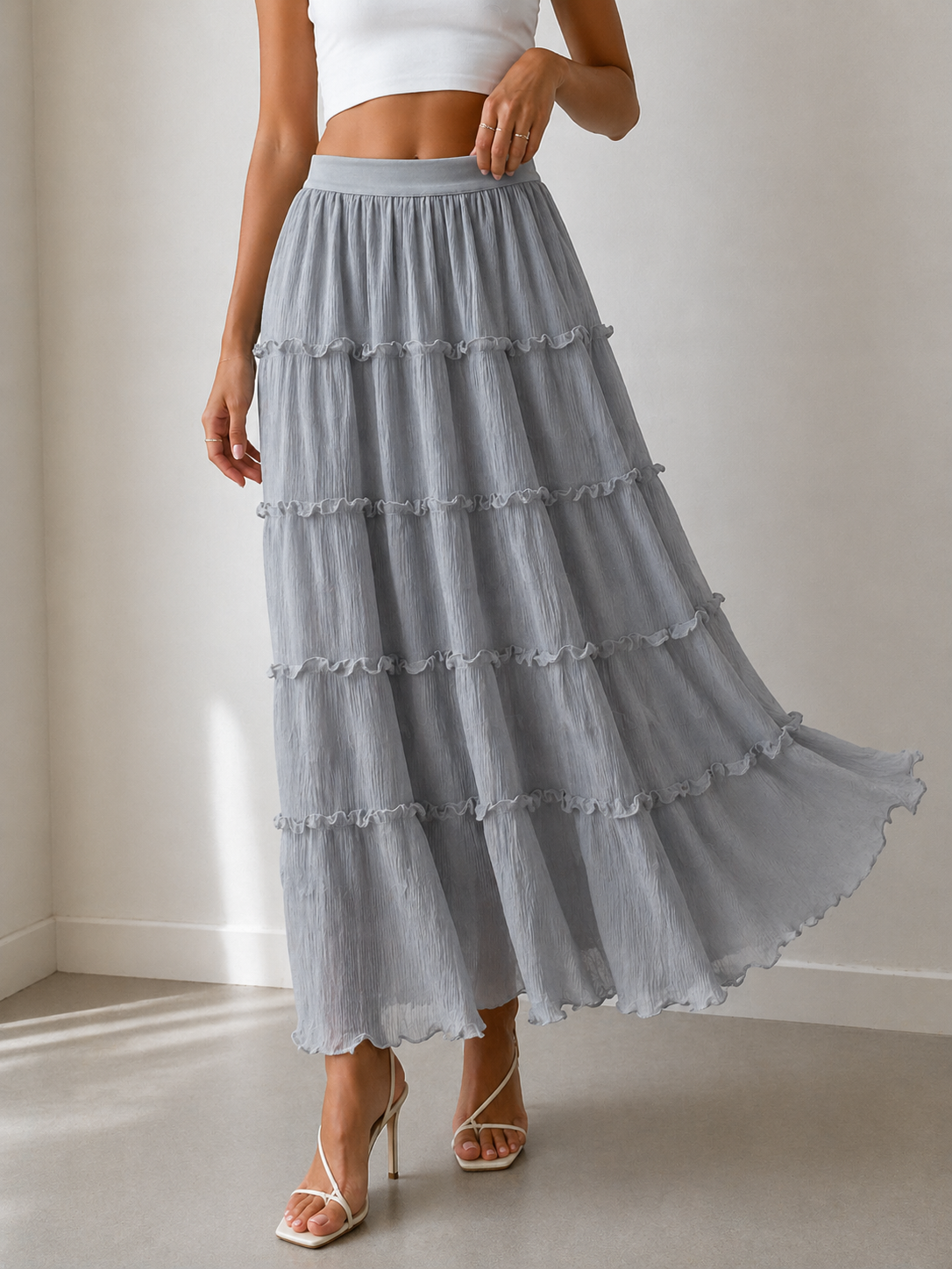 6811 Tyla Crinkle Pleats Layered Tulle Skirt (UW 31-46cm; H 47-57cm; L 90cm)