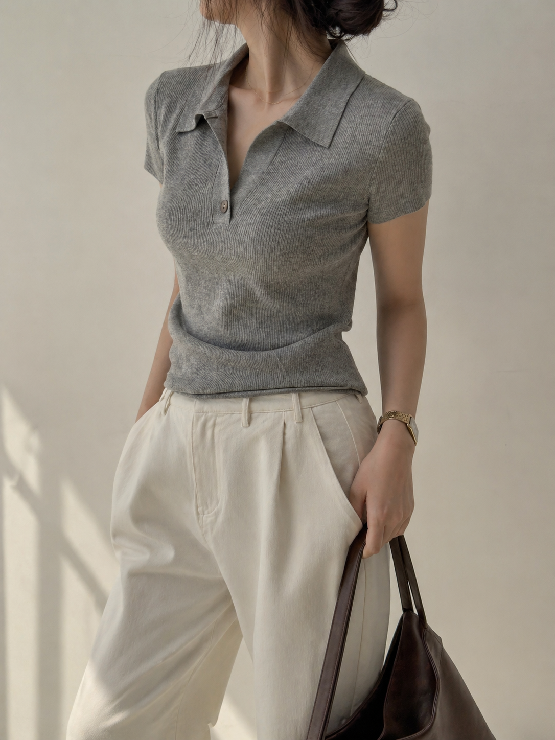 3127 Corissa Collared Cap Sleeve Knit Top (B 35-55cm; L 57cm)