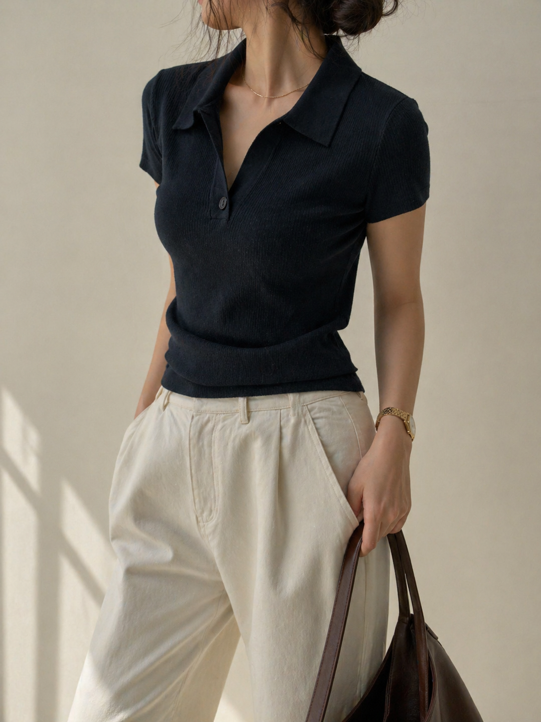 3127 Corissa Collared Cap Sleeve Knit Top (B 35-55cm; L 57cm)