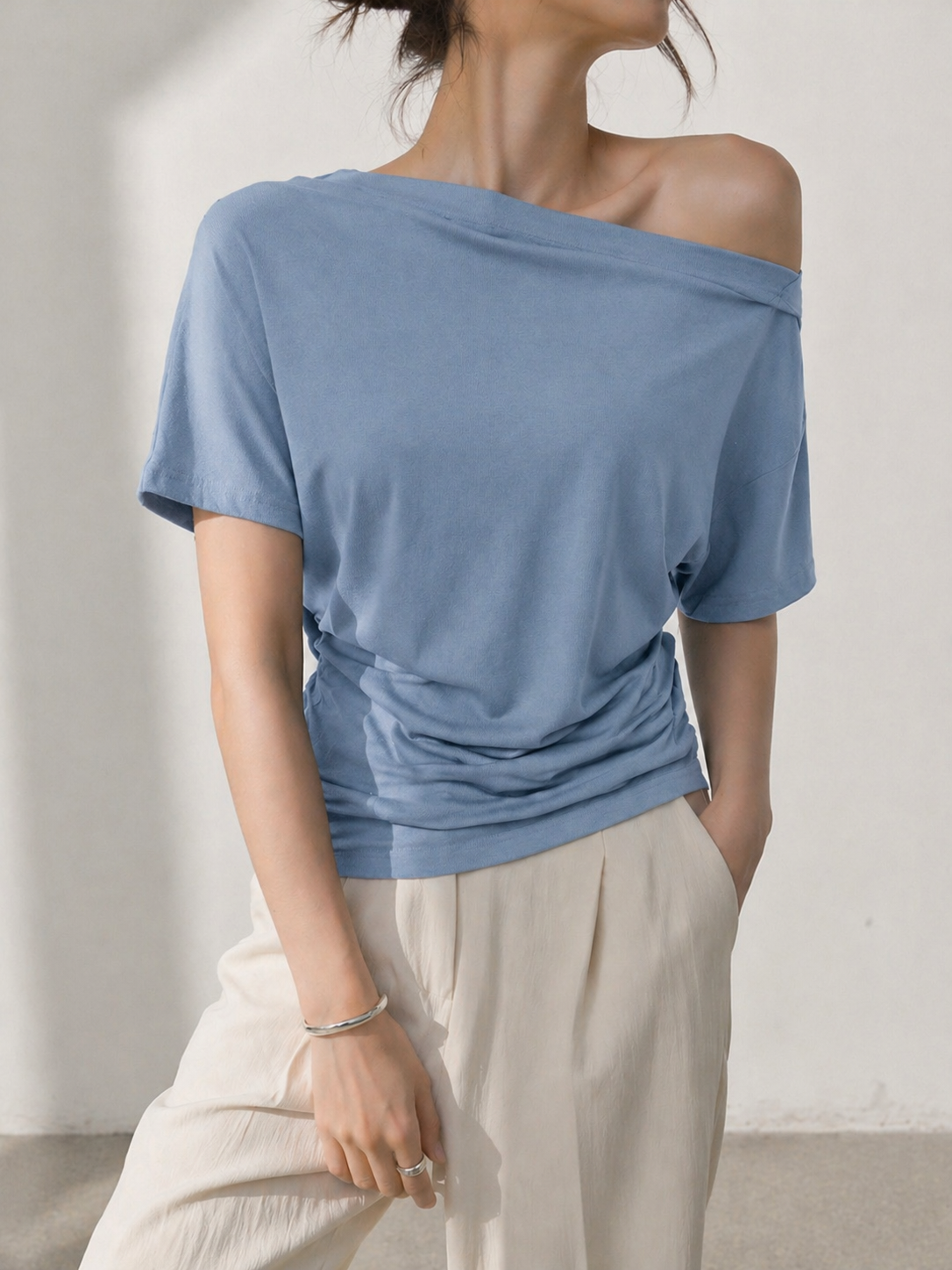 269 Othelia Side Ruched Off Shoulder Cotton Top (B 50-60cm; L 50/55cm)