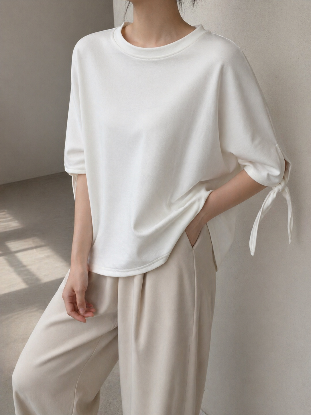 6109 Taylor Tie-Sleeve Oversize Cotton Top (B FS; L 55cm)