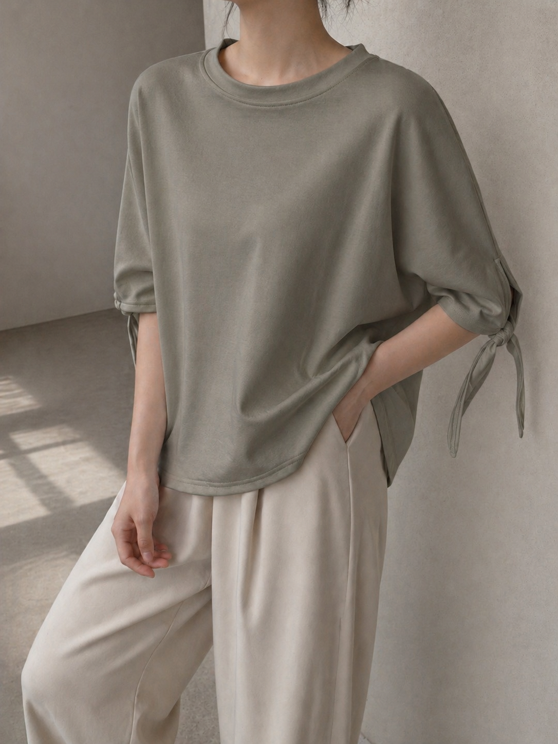 6109 Taylor Tie-Sleeve Oversize Cotton Top (B FS; L 55cm)